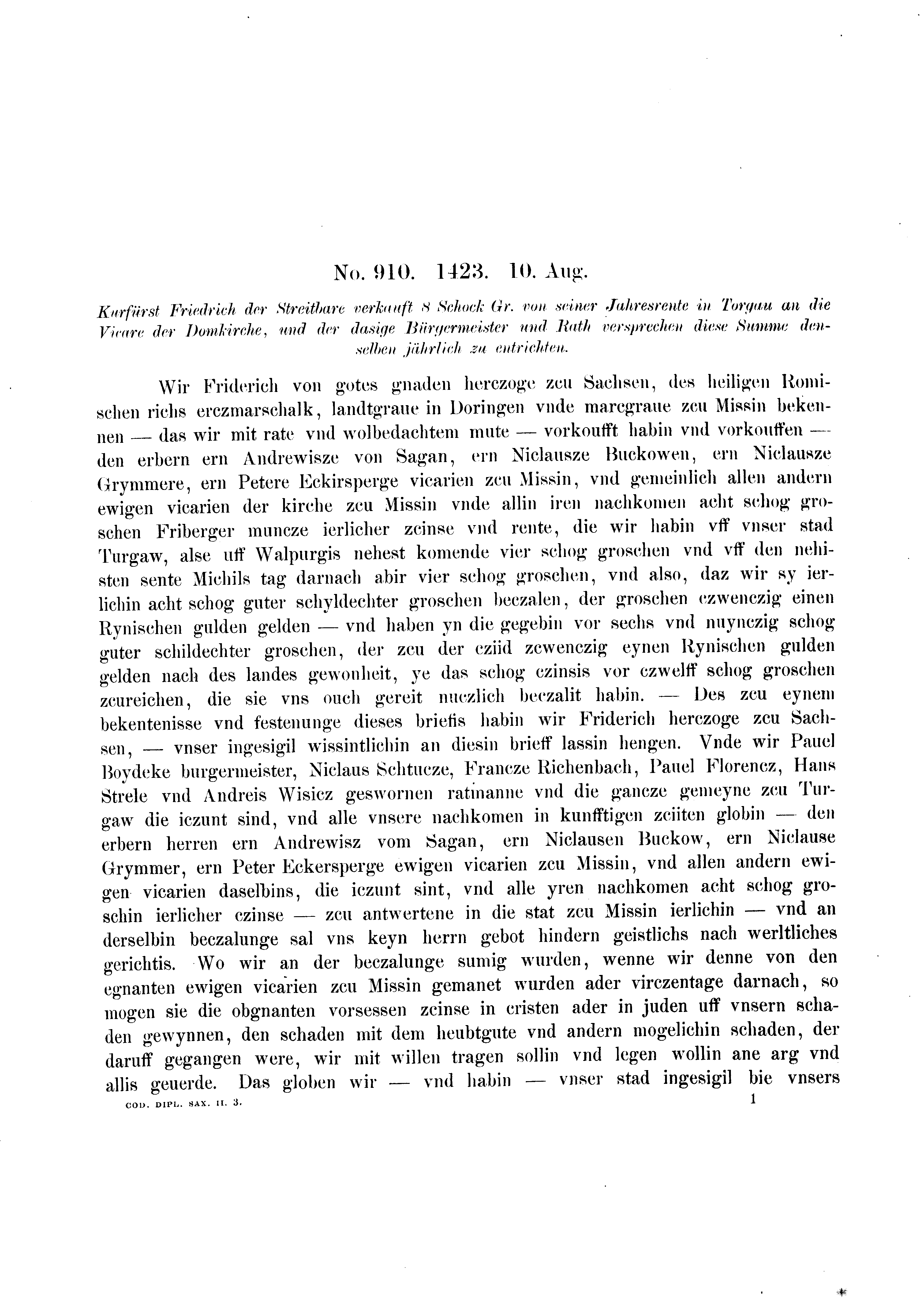 Historische Urkunde Seite 1 aus Band cds2_03