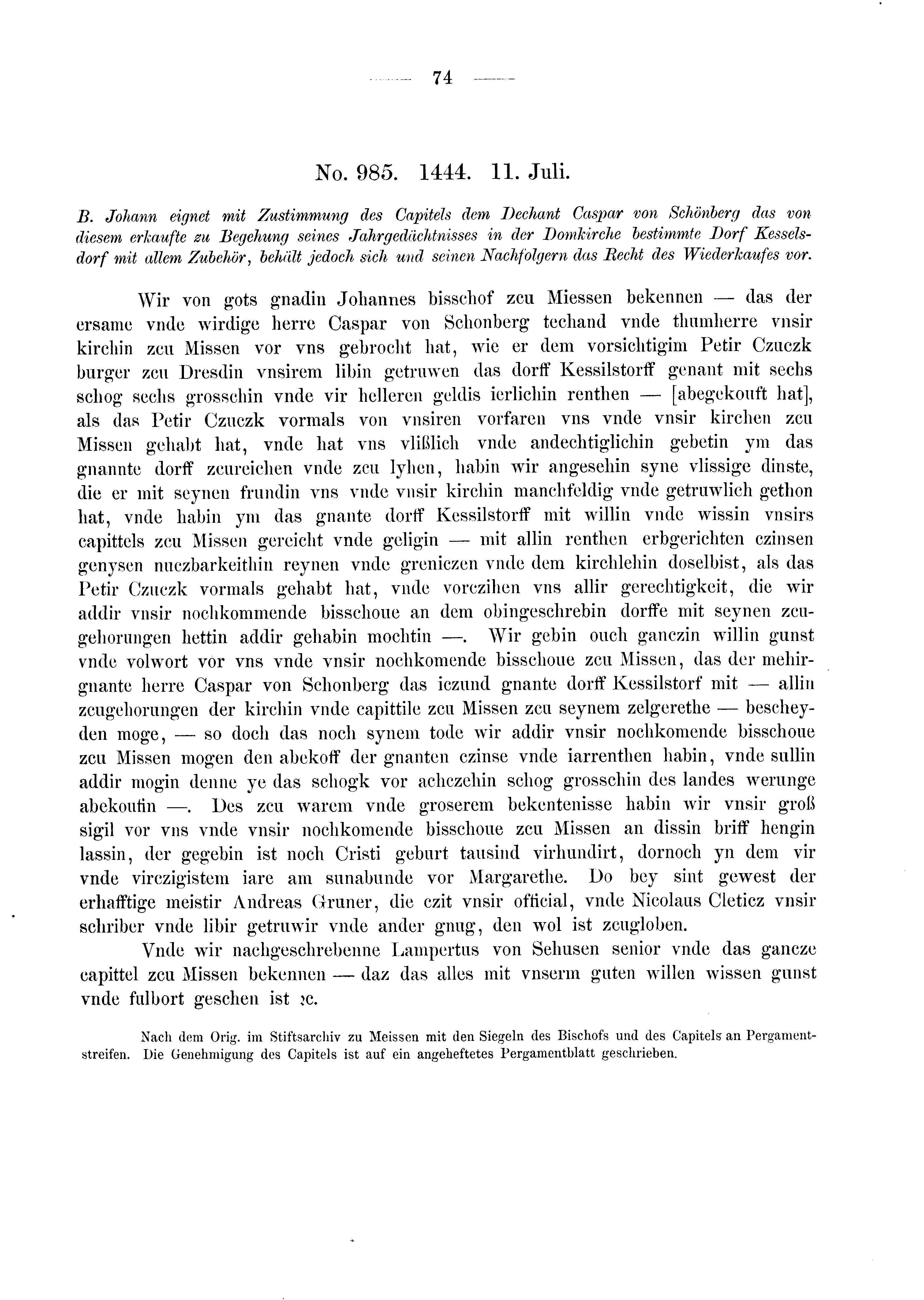 Historische Urkunde Seite 74 aus Band cds2_03