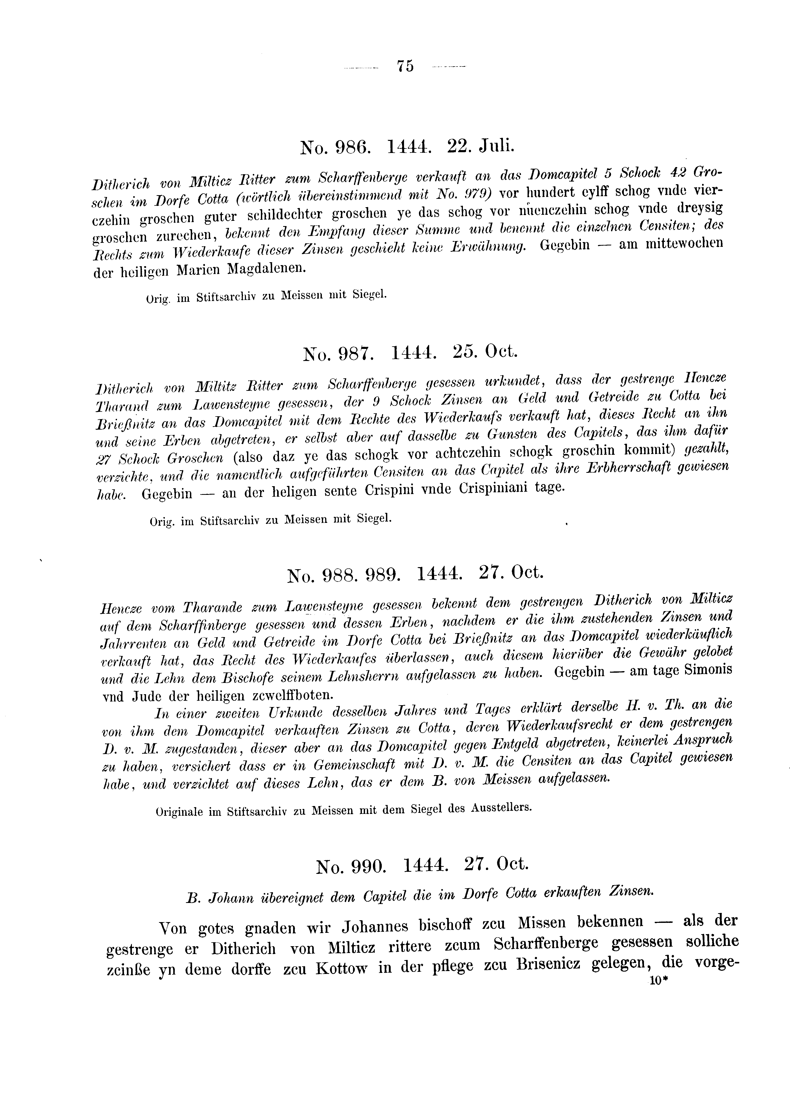 Historische Urkunde Seite 75 aus Band cds2_03