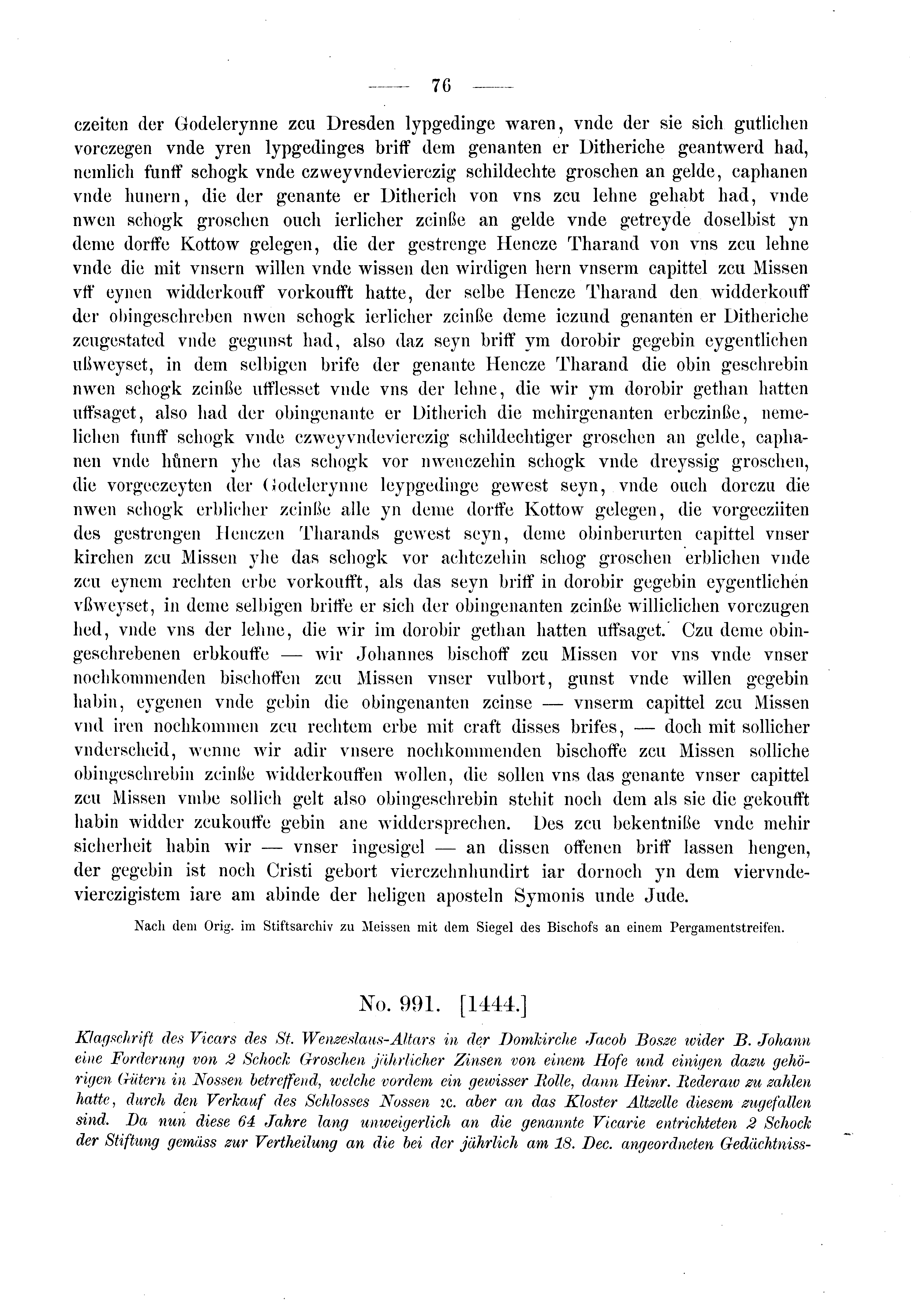 Historische Urkunde Seite 76 aus Band cds2_03