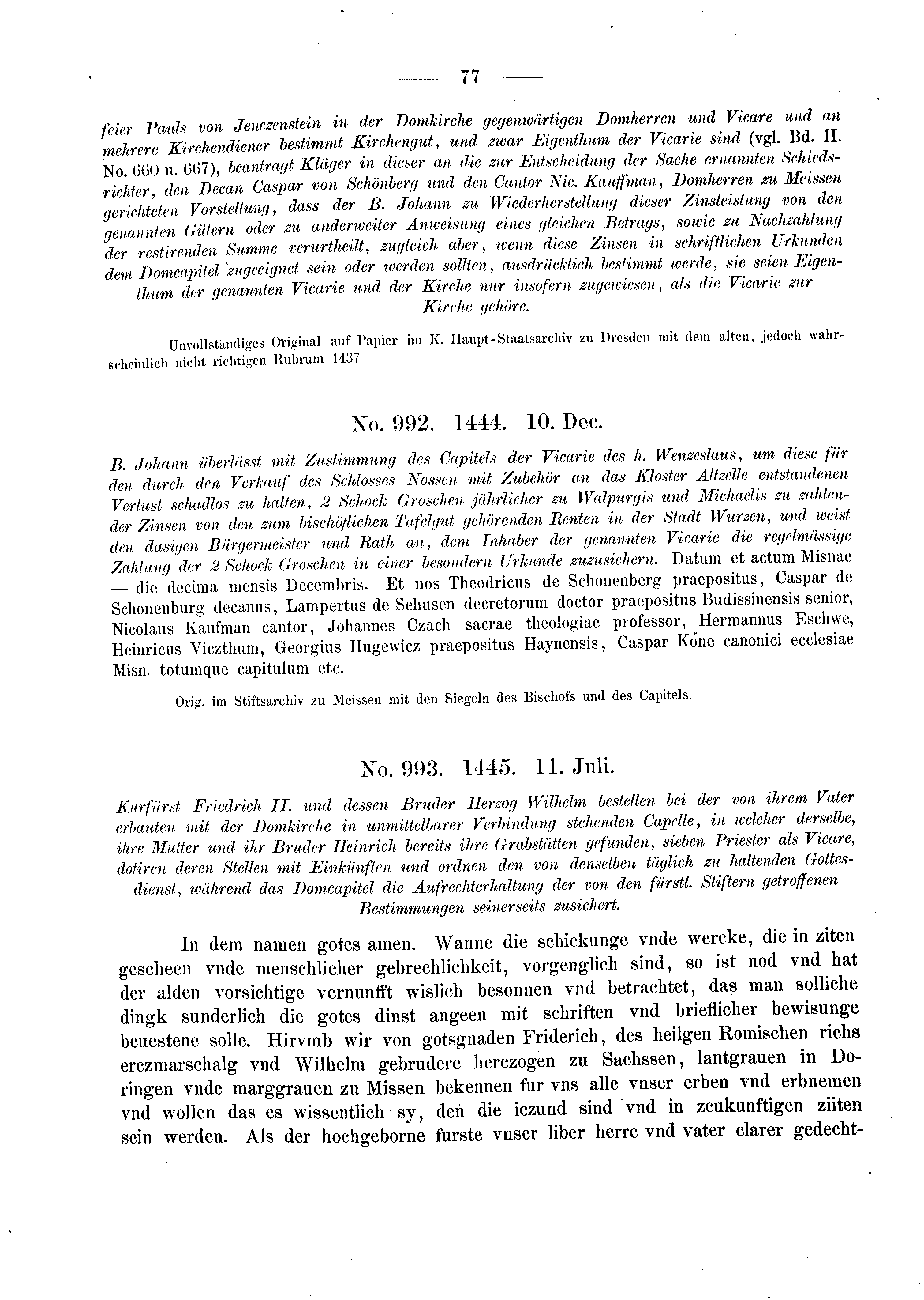 Historische Urkunde Seite 77 aus Band cds2_03