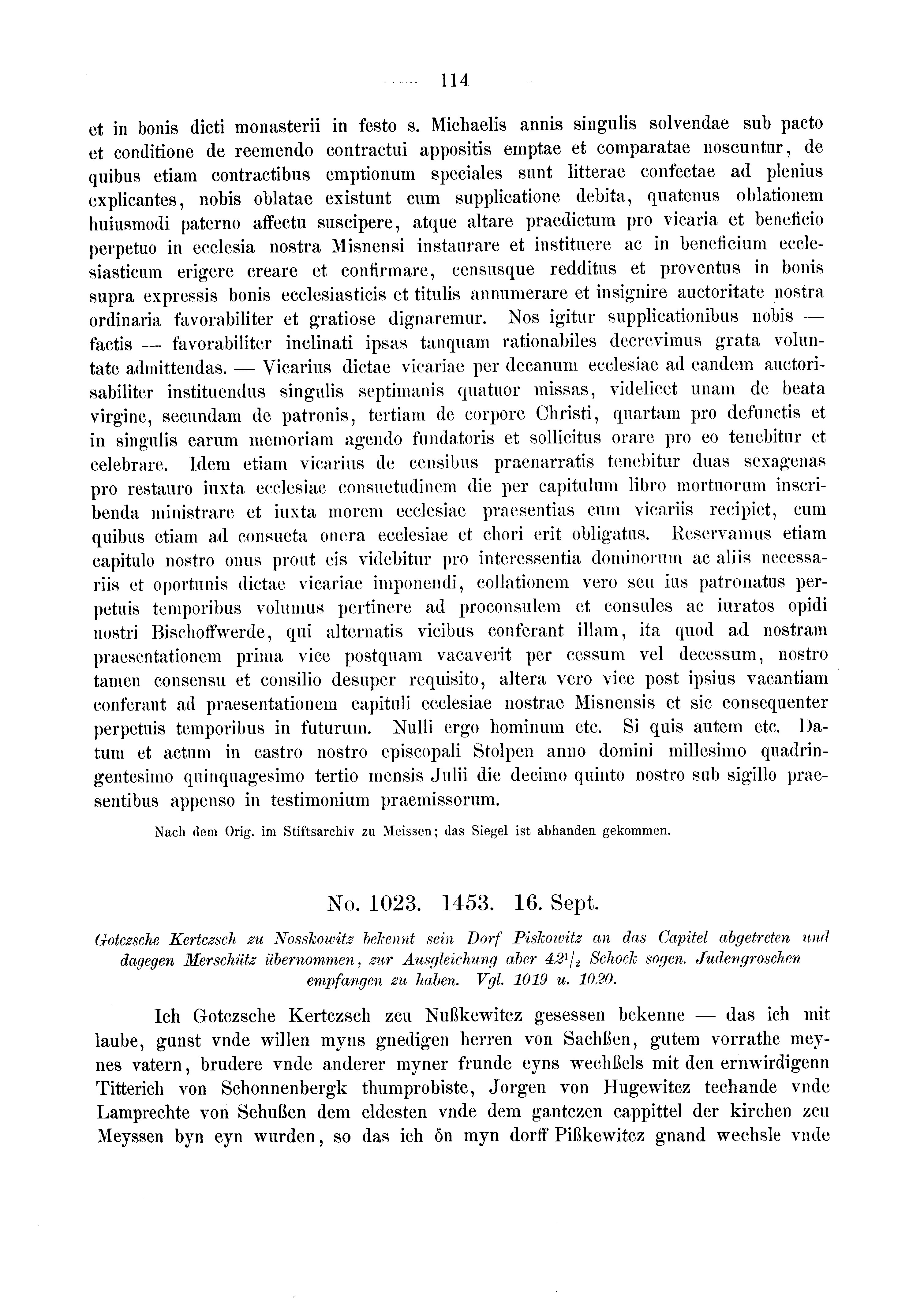 Historische Urkunde Seite 114 aus Band cds2_03