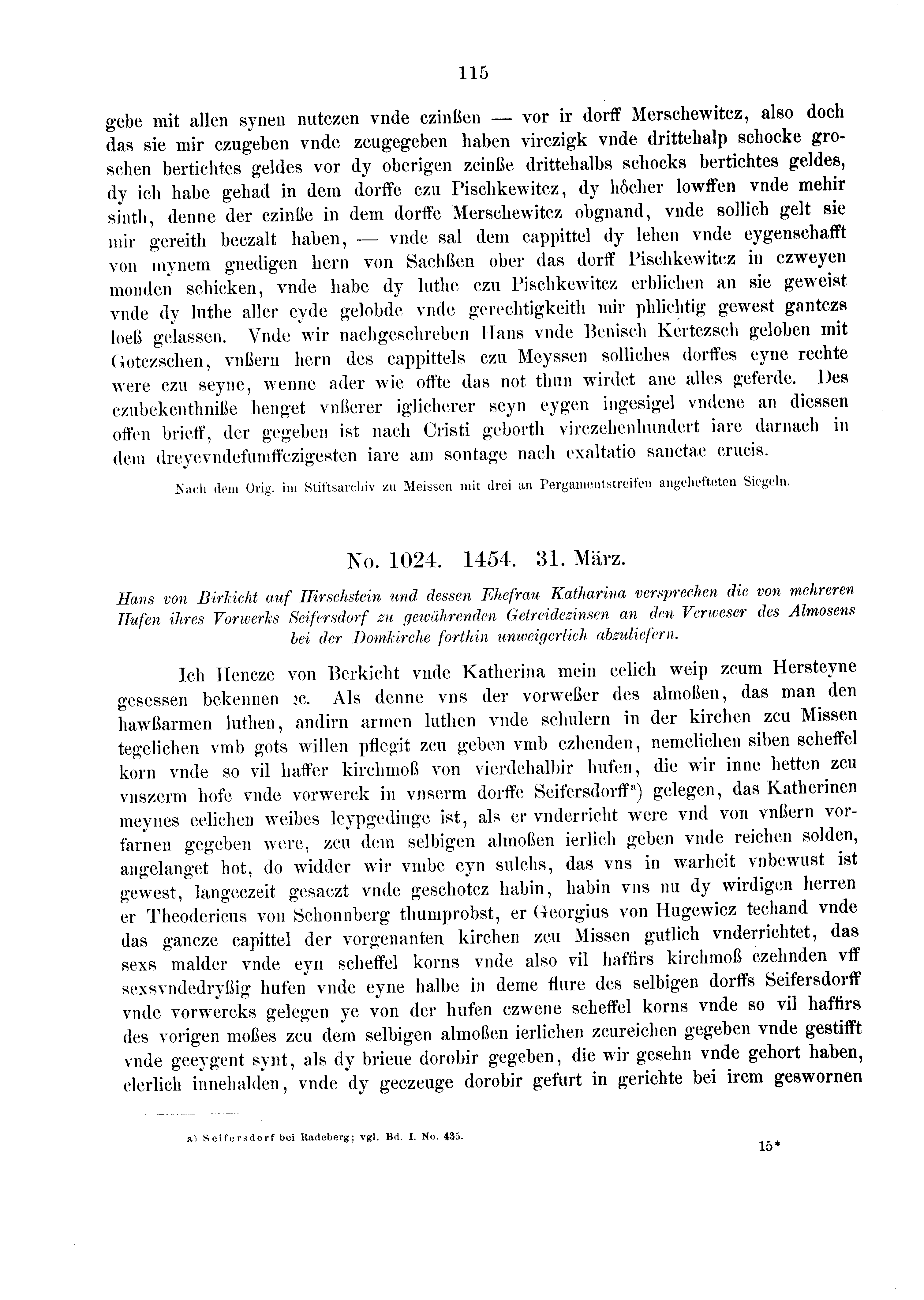 Historische Urkunde Seite 115 aus Band cds2_03