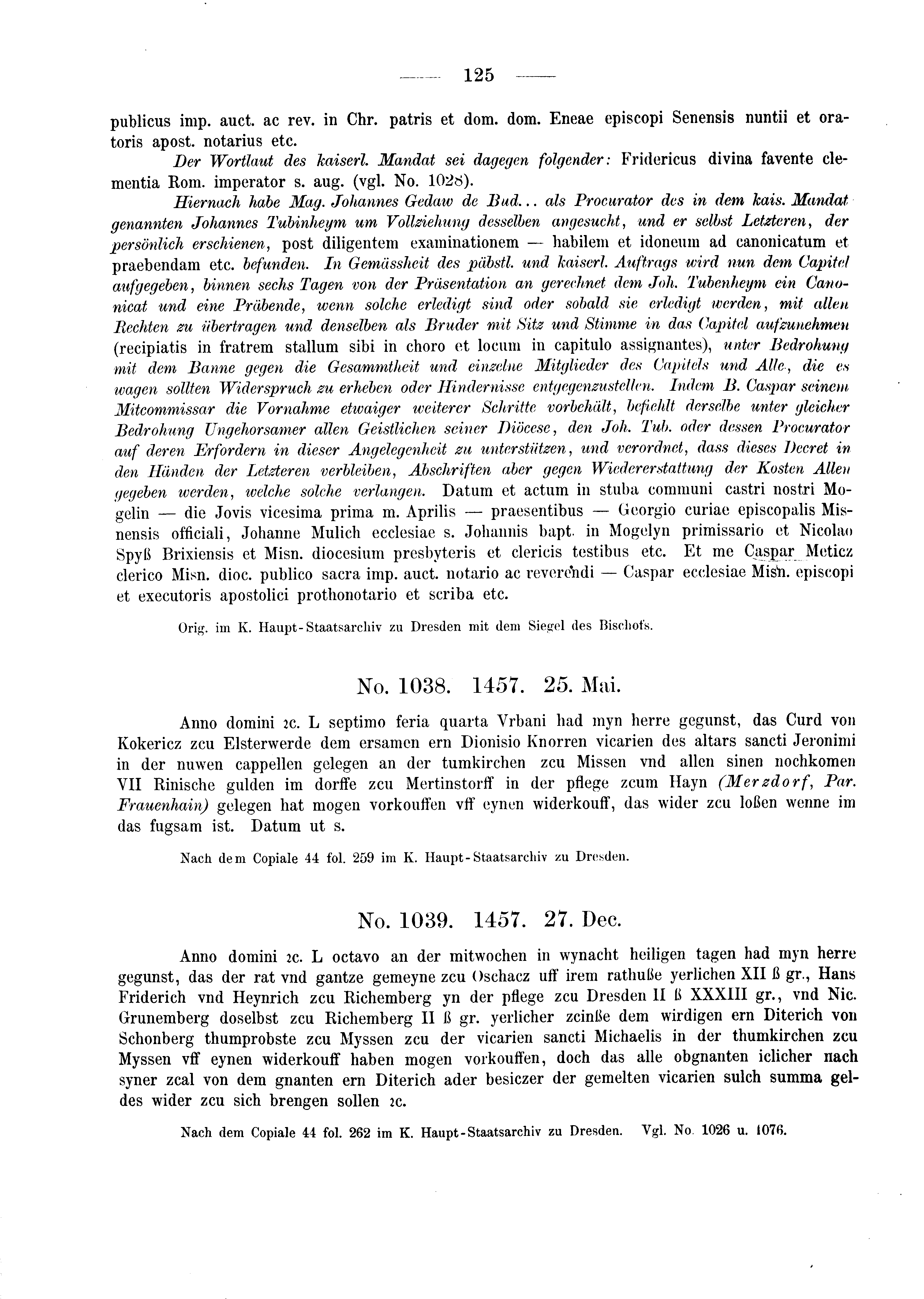 Historische Urkunde Seite 125 aus Band cds2_03