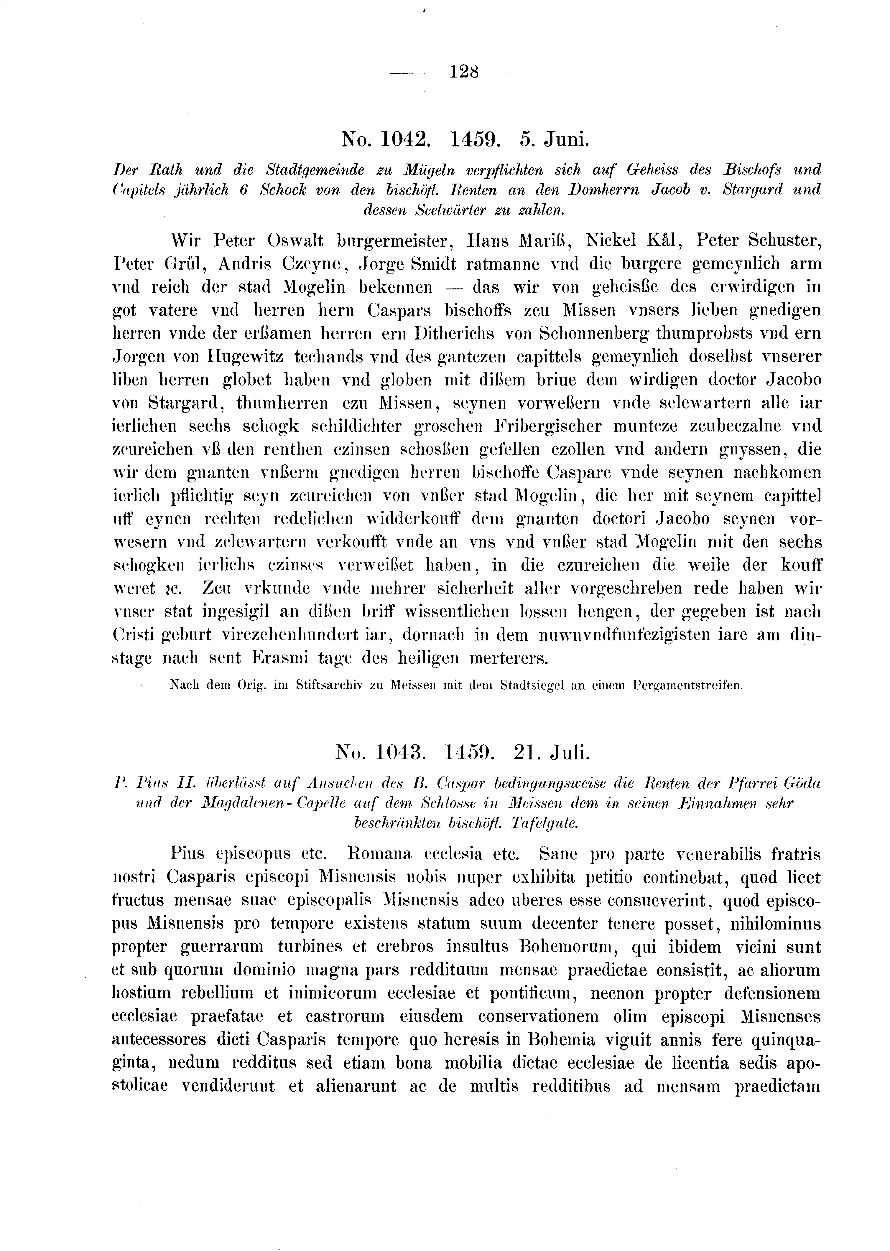 Historische Urkunde Seite 128 aus Band cds2_03