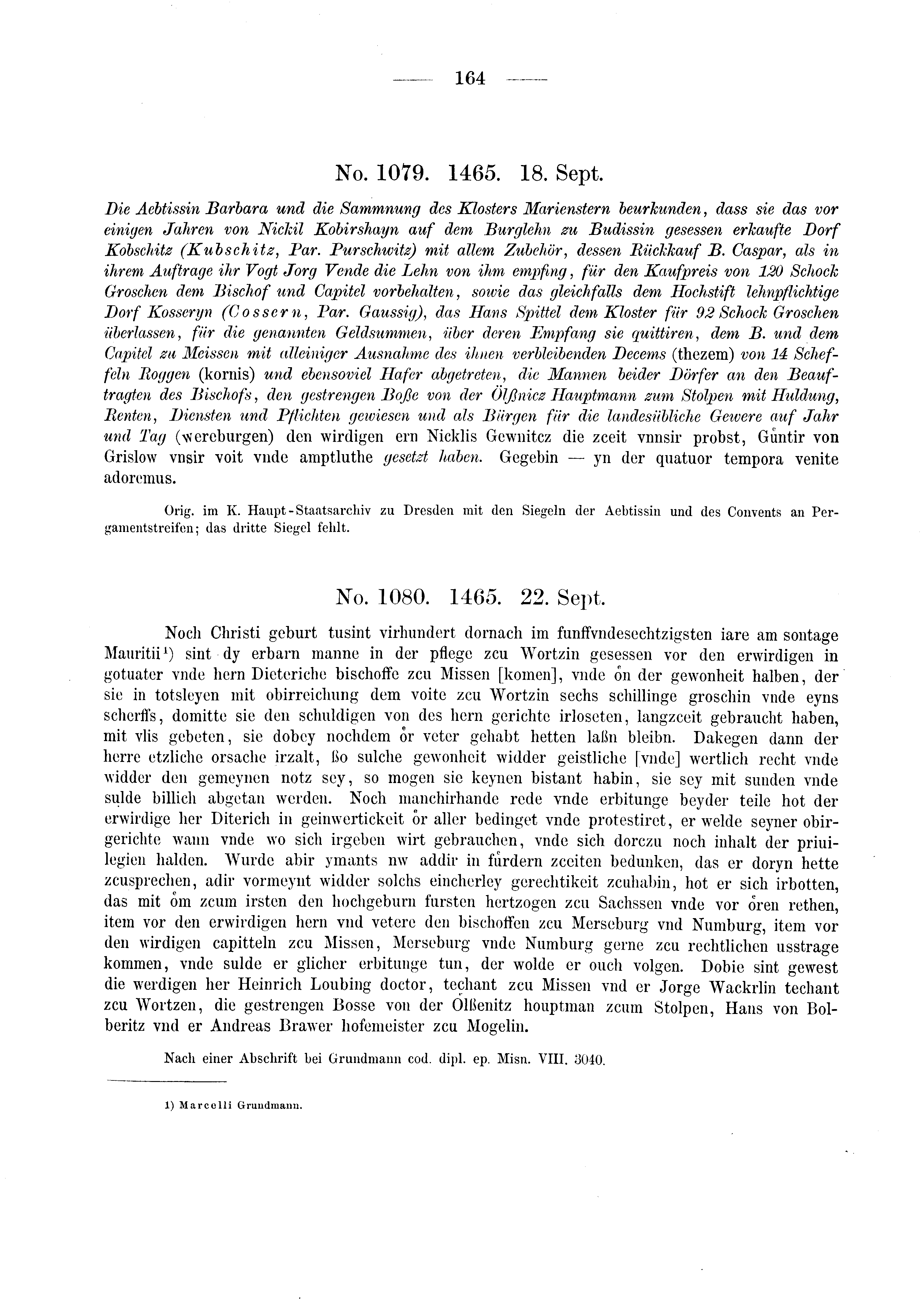 Historische Urkunde Seite 164 aus Band cds2_03