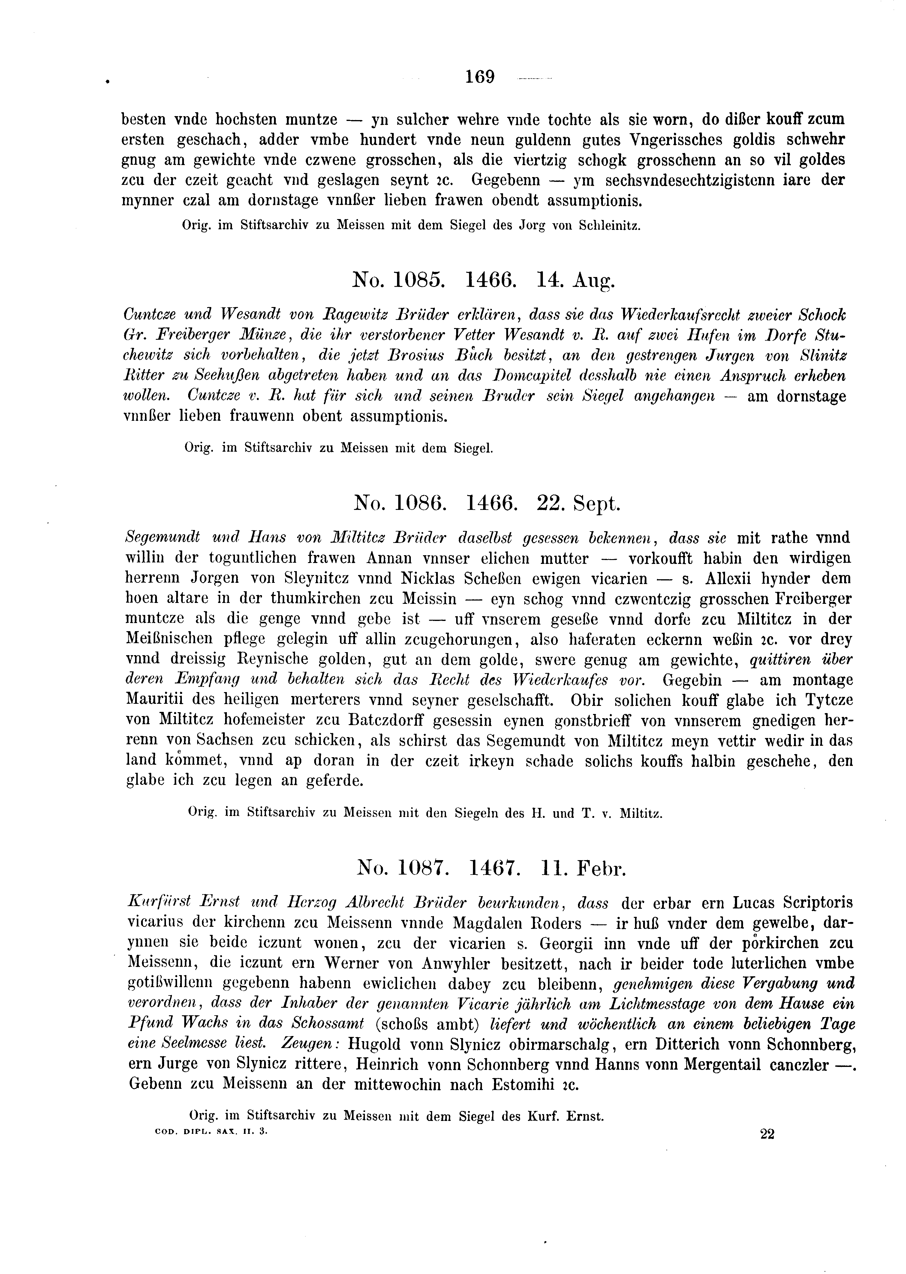 Historische Urkunde Seite 169 aus Band cds2_03