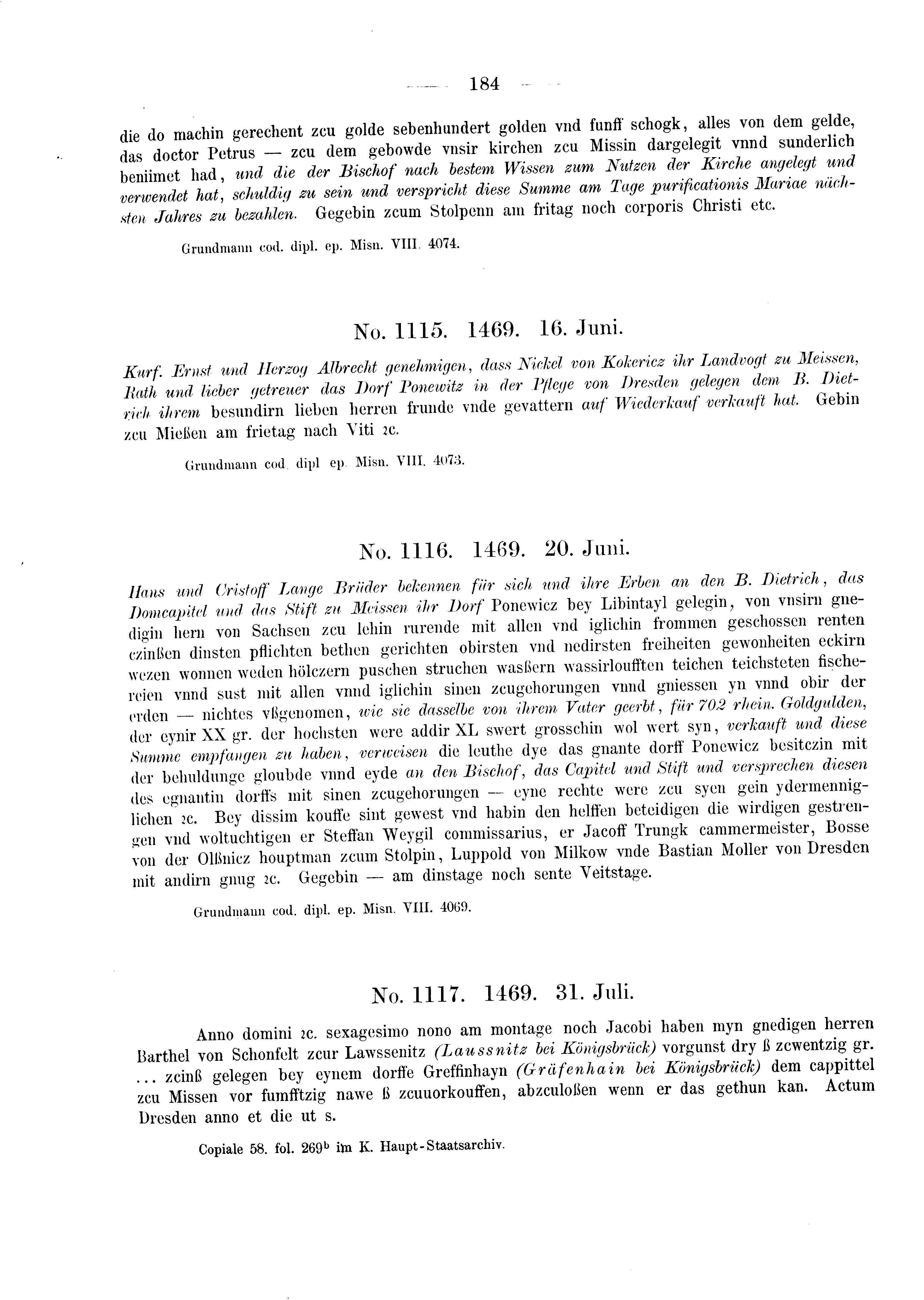 Historische Urkunde Seite 184 aus Band cds2_03
