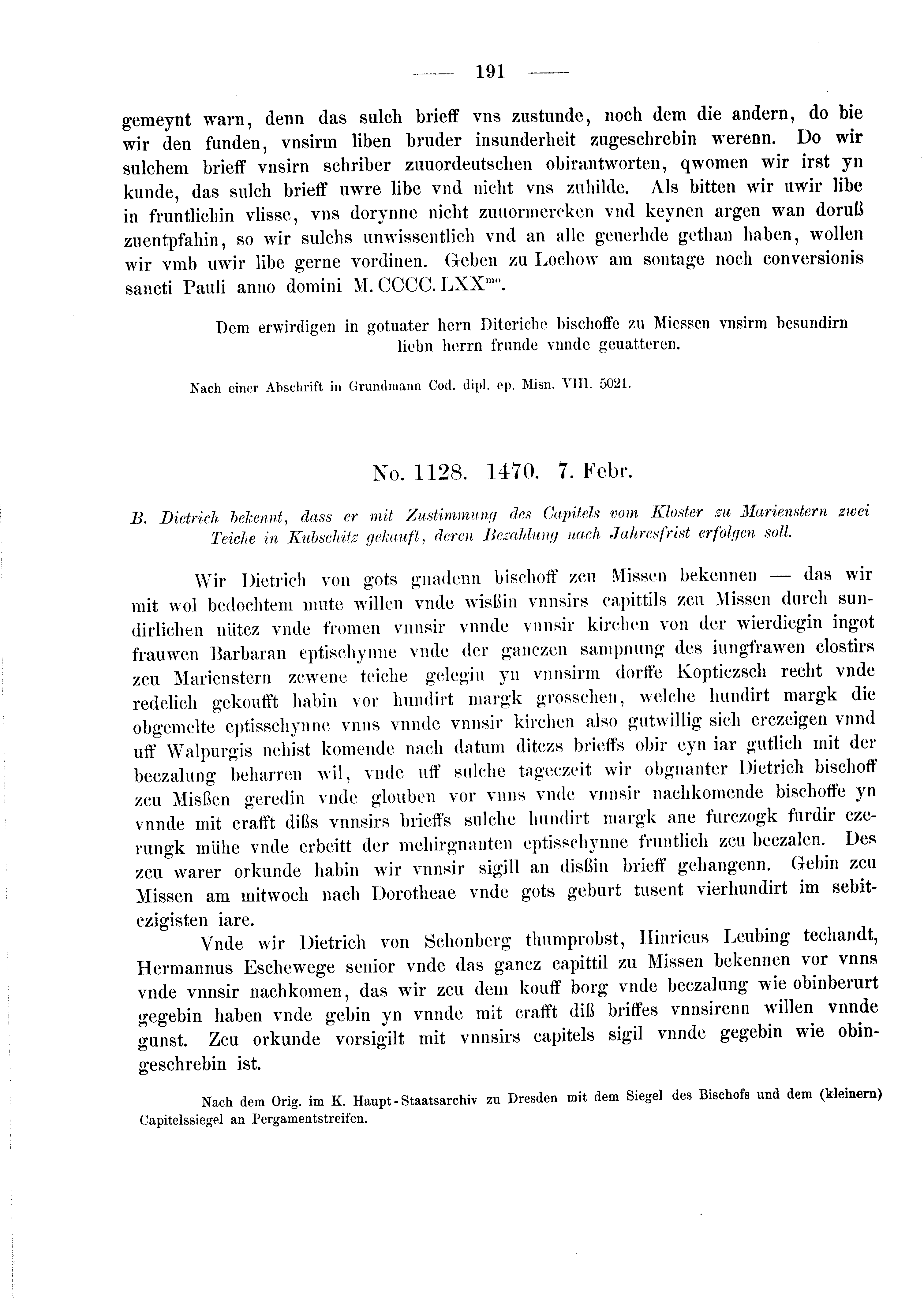 Historische Urkunde Seite 191 aus Band cds2_03