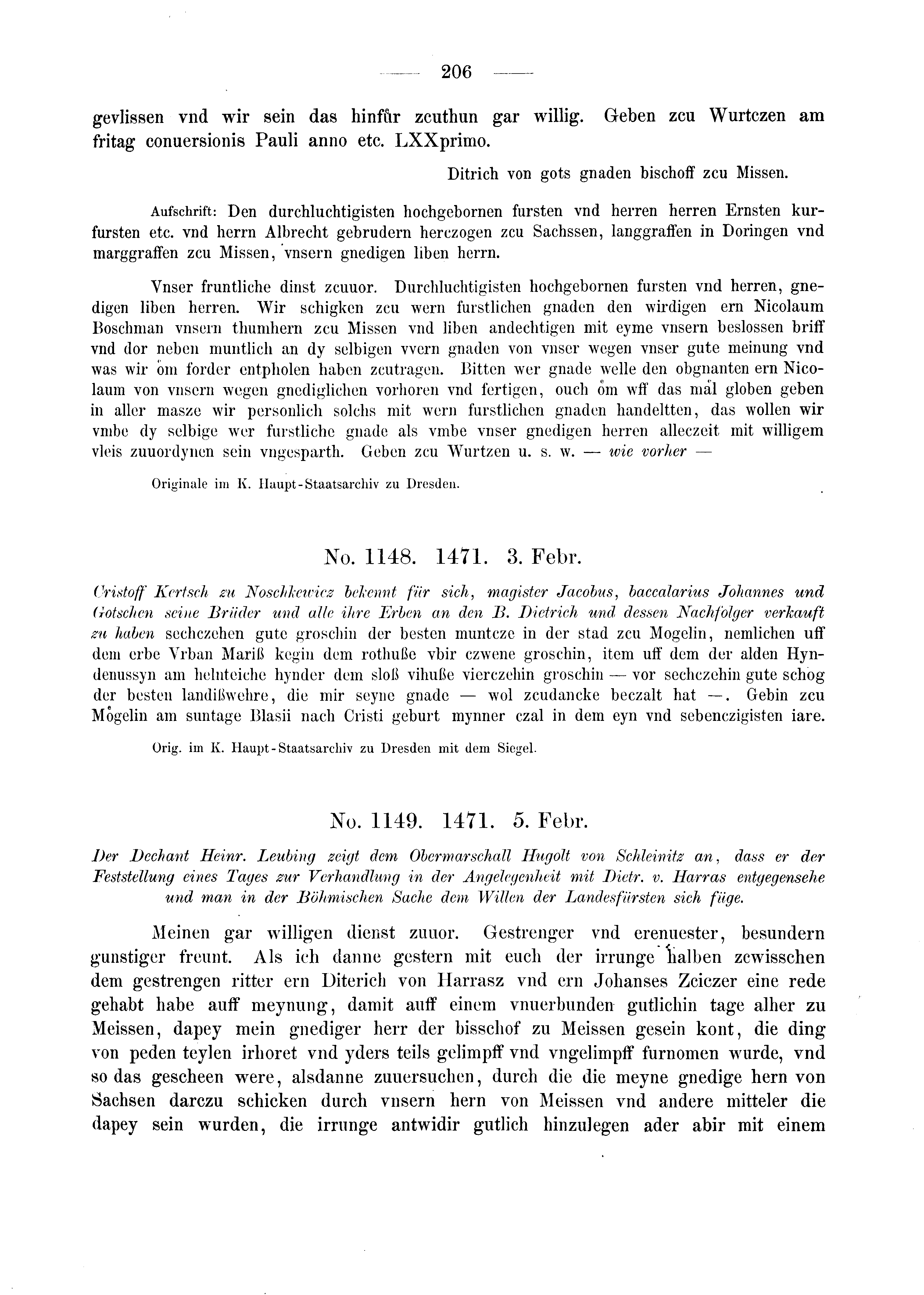 Historische Urkunde Seite 206 aus Band cds2_03