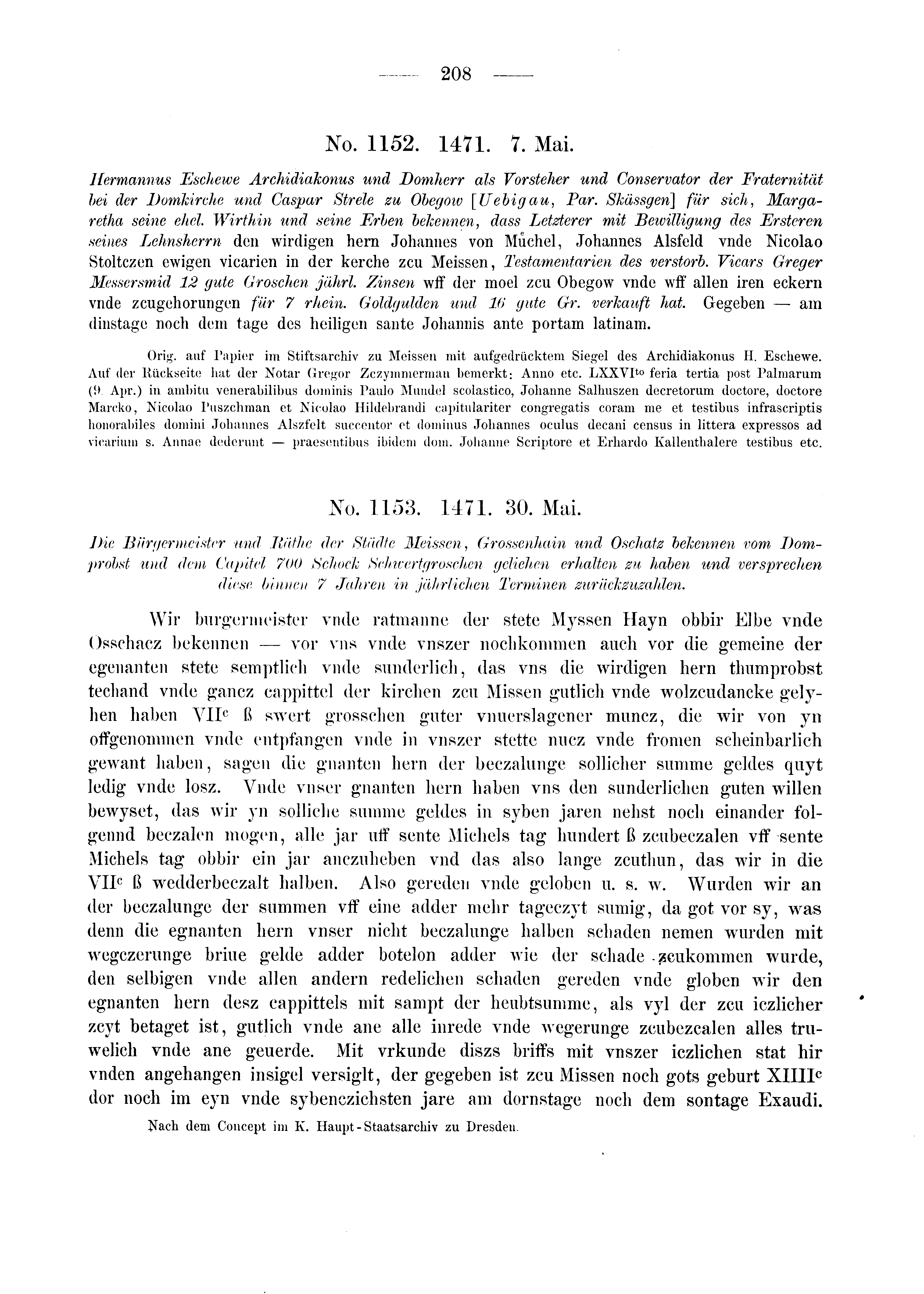 Historische Urkunde Seite 208 aus Band cds2_03