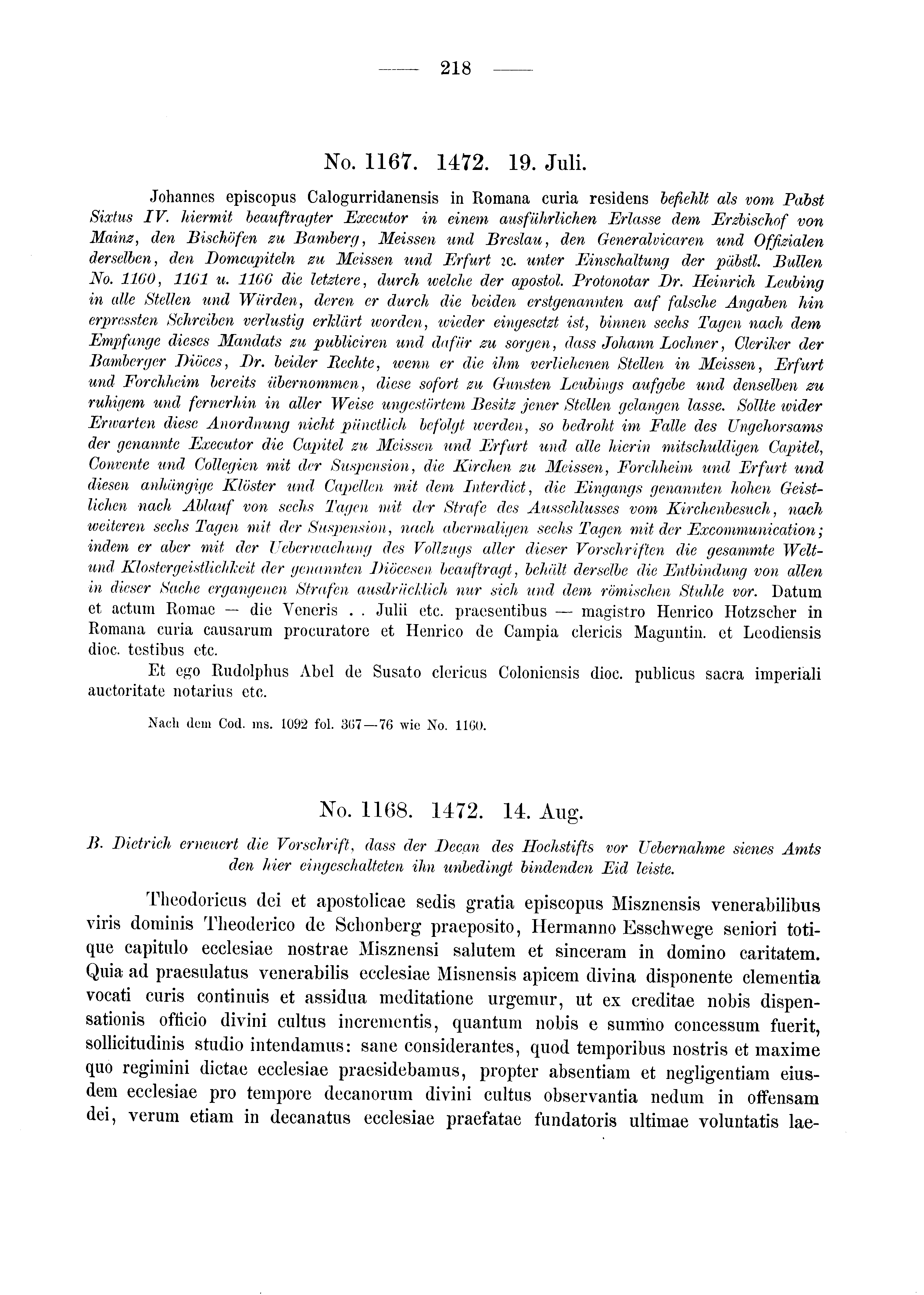 Historische Urkunde Seite 218 aus Band cds2_03