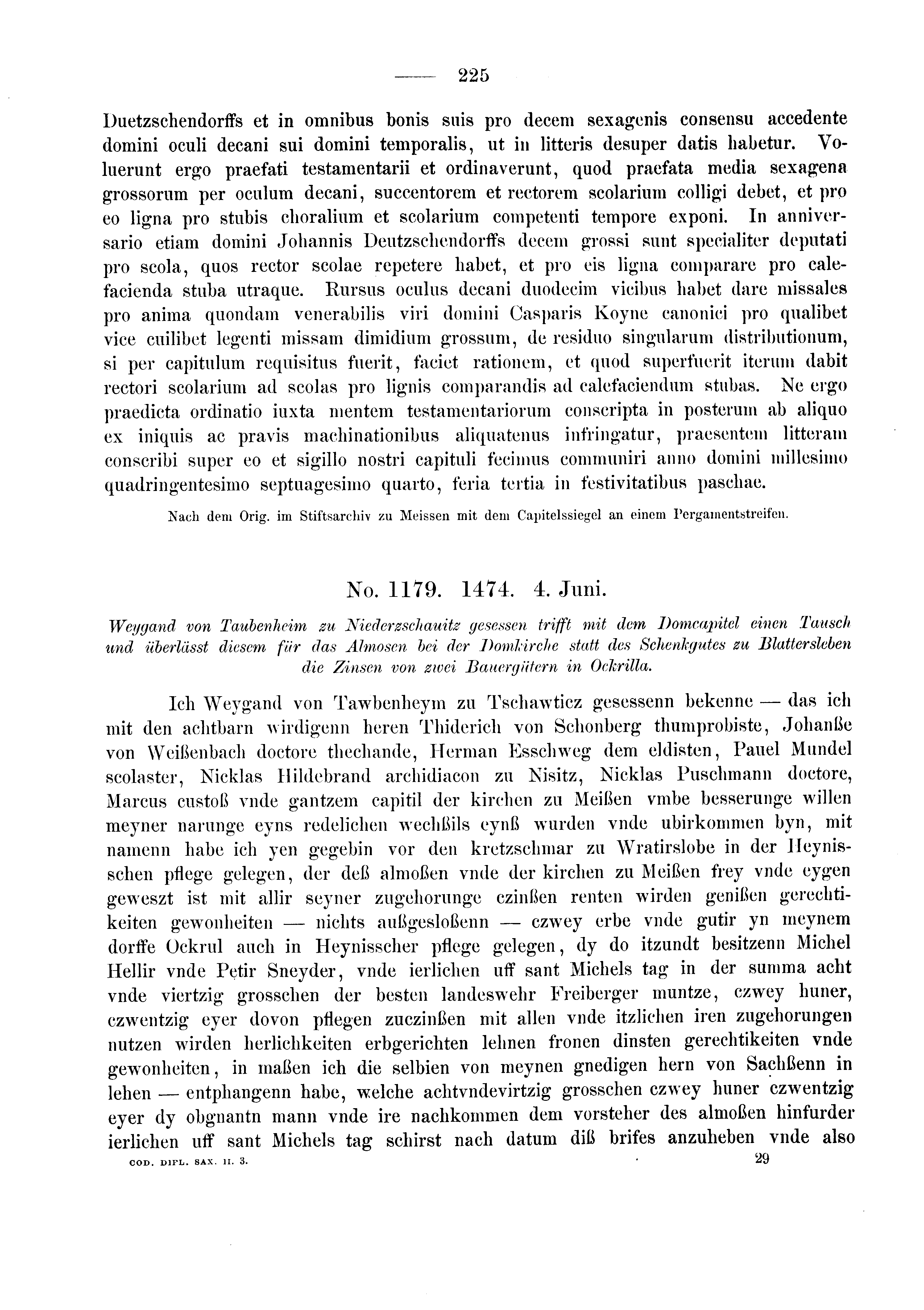 Historische Urkunde Seite 225 aus Band cds2_03