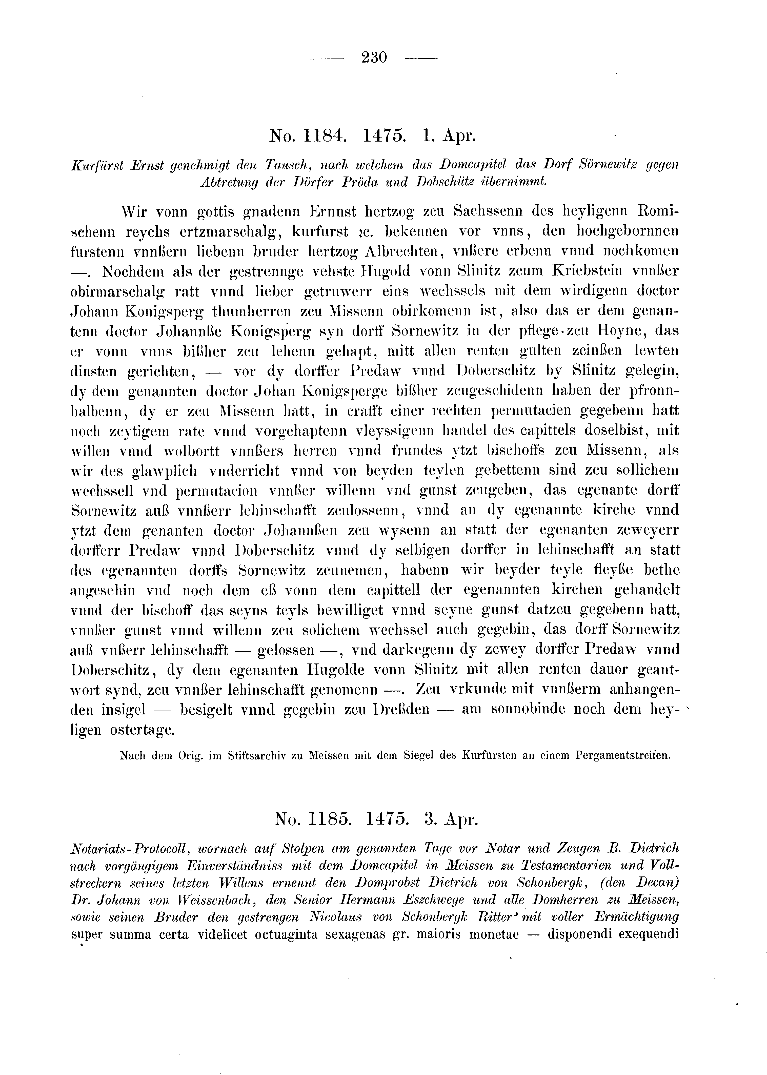 Historische Urkunde Seite 230 aus Band cds2_03