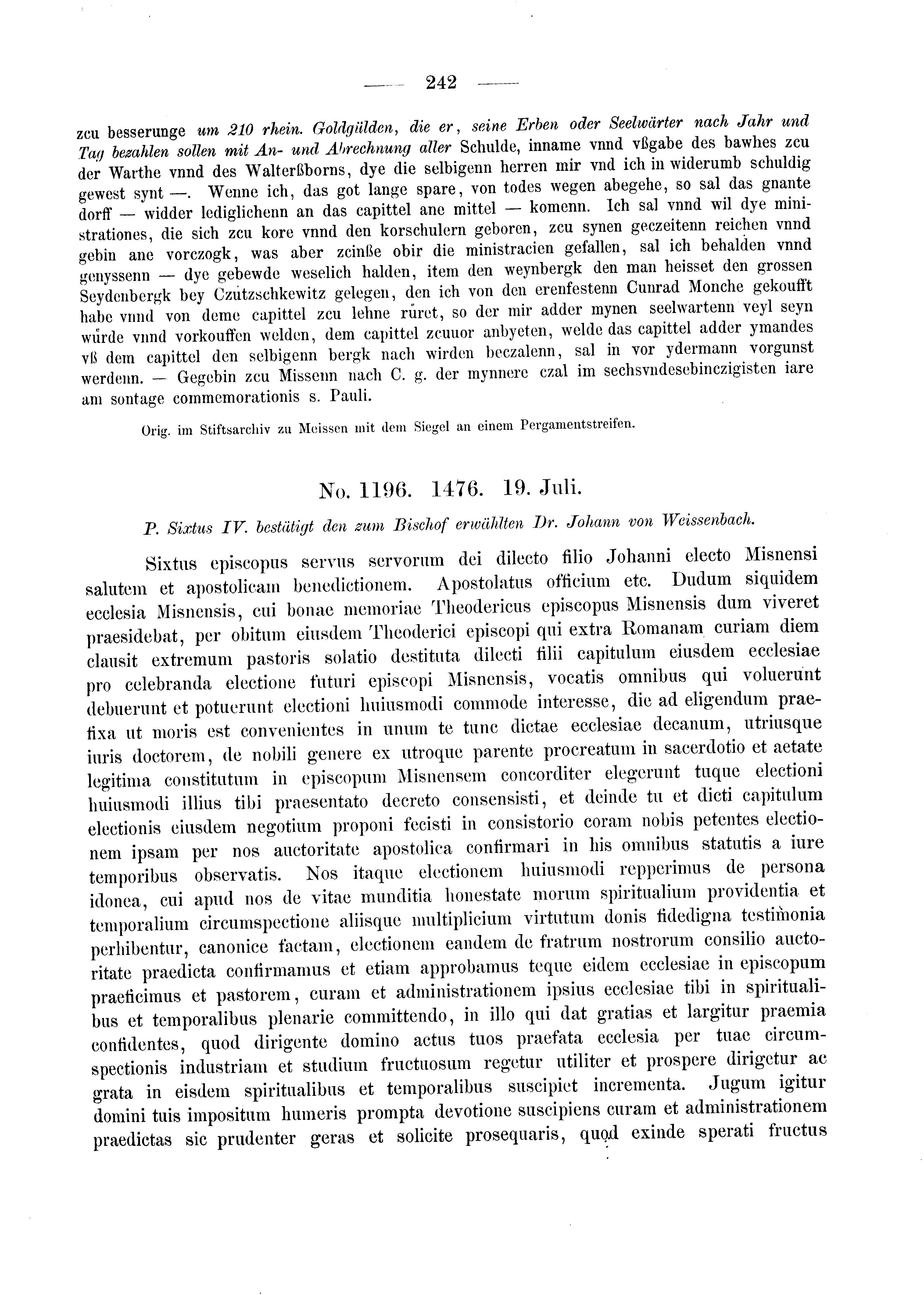 Historische Urkunde Seite 242 aus Band cds2_03