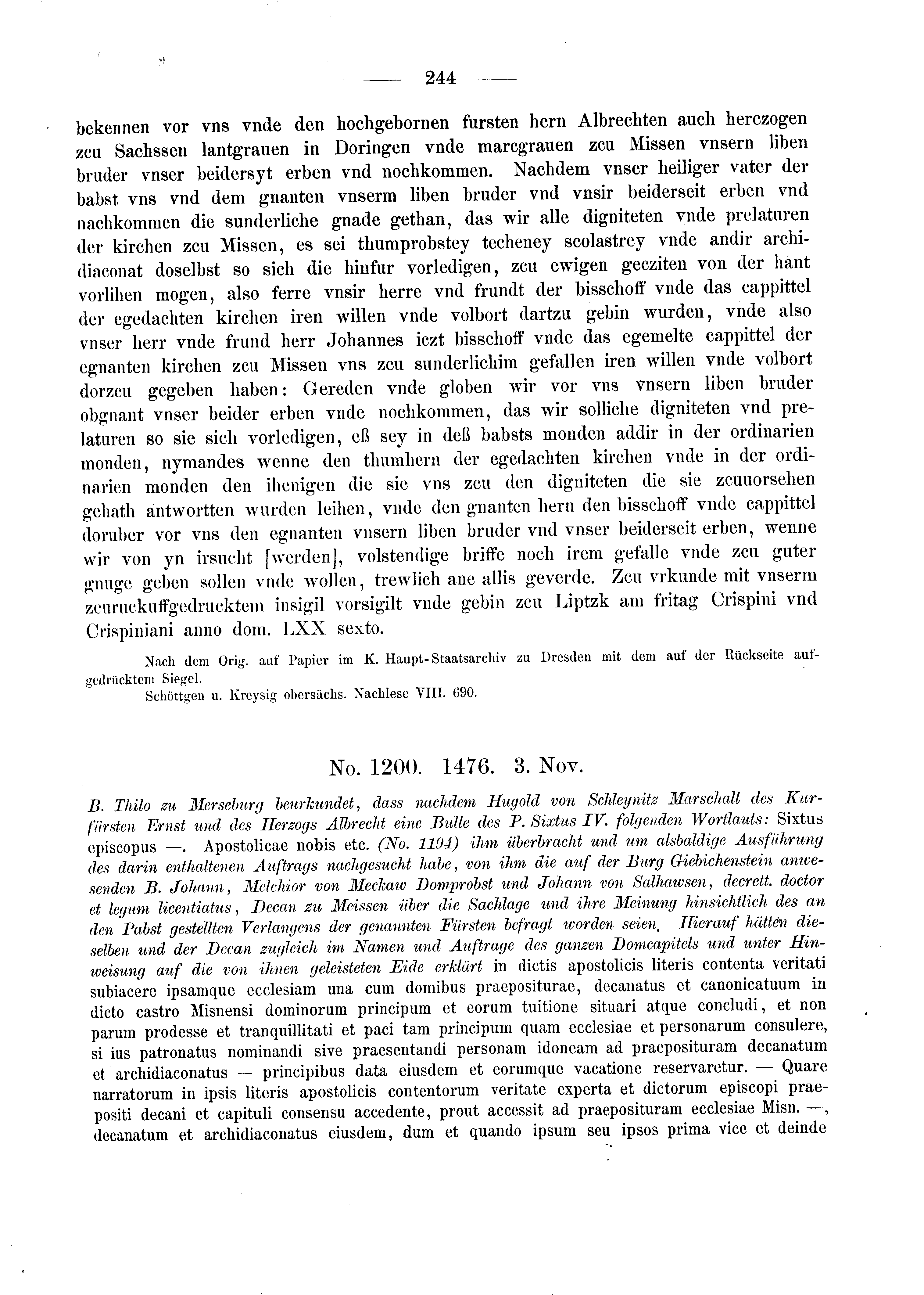 Historische Urkunde Seite 244 aus Band cds2_03