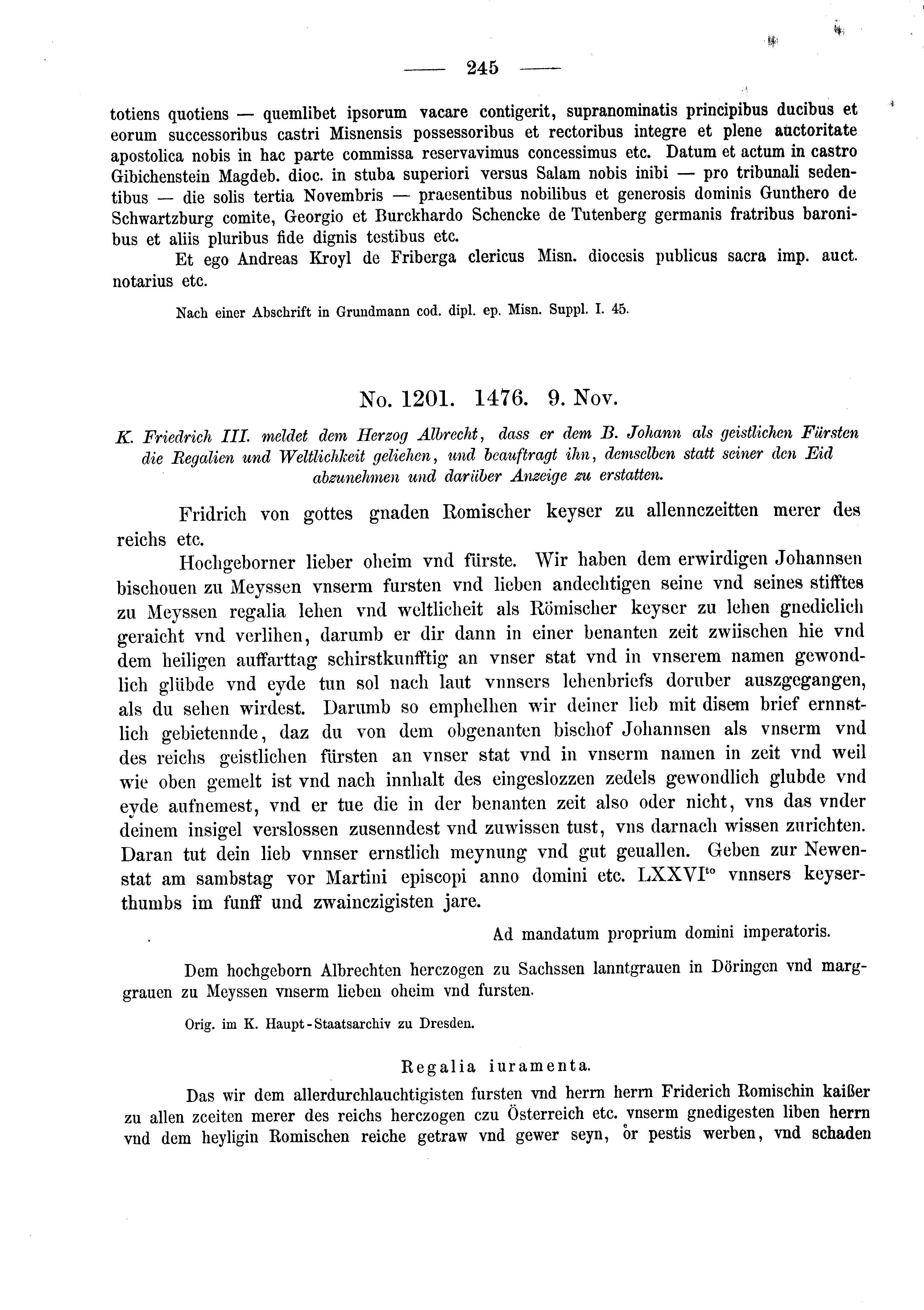 Historische Urkunde Seite 245 aus Band cds2_03