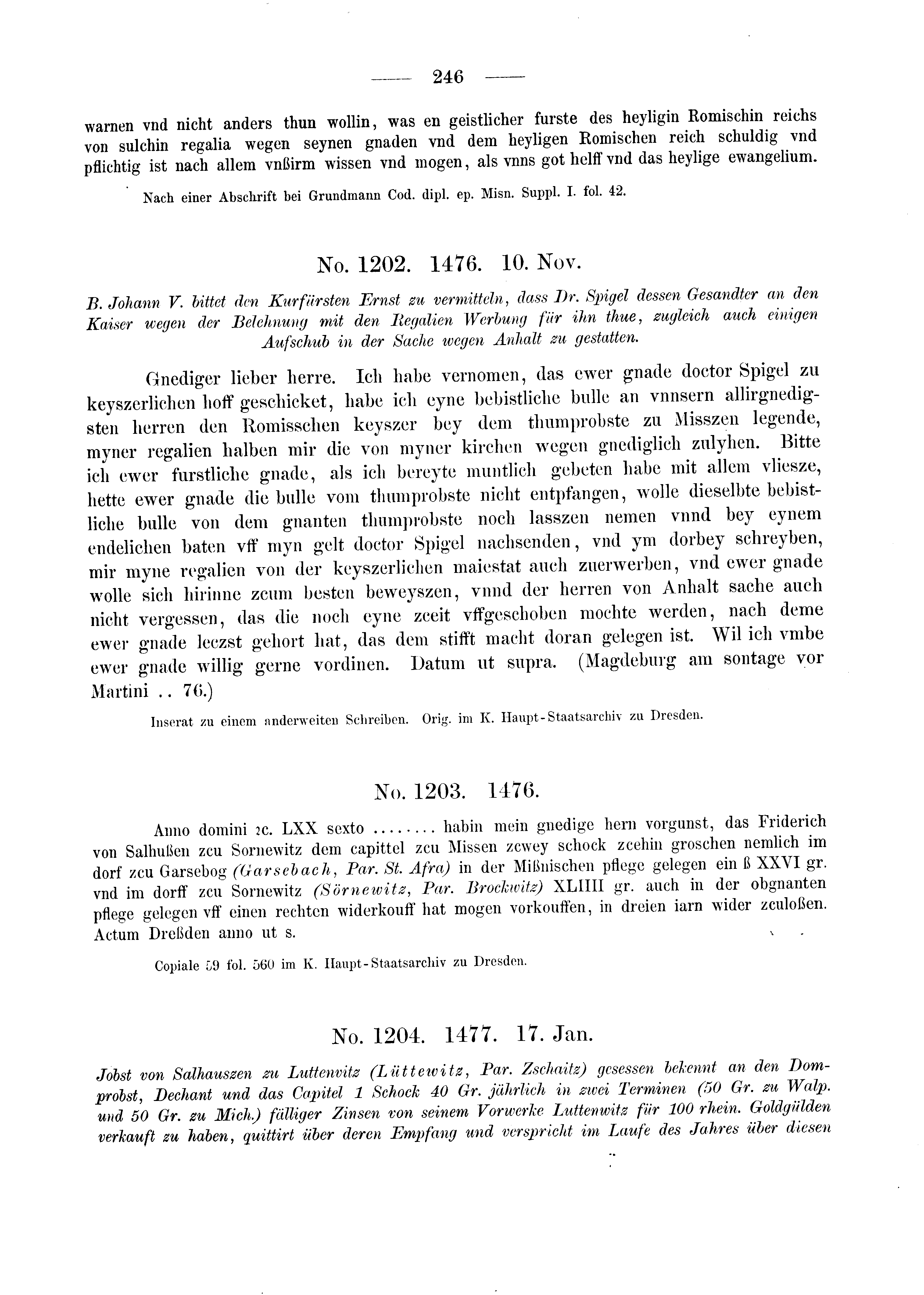 Historische Urkunde Seite 246 aus Band cds2_03