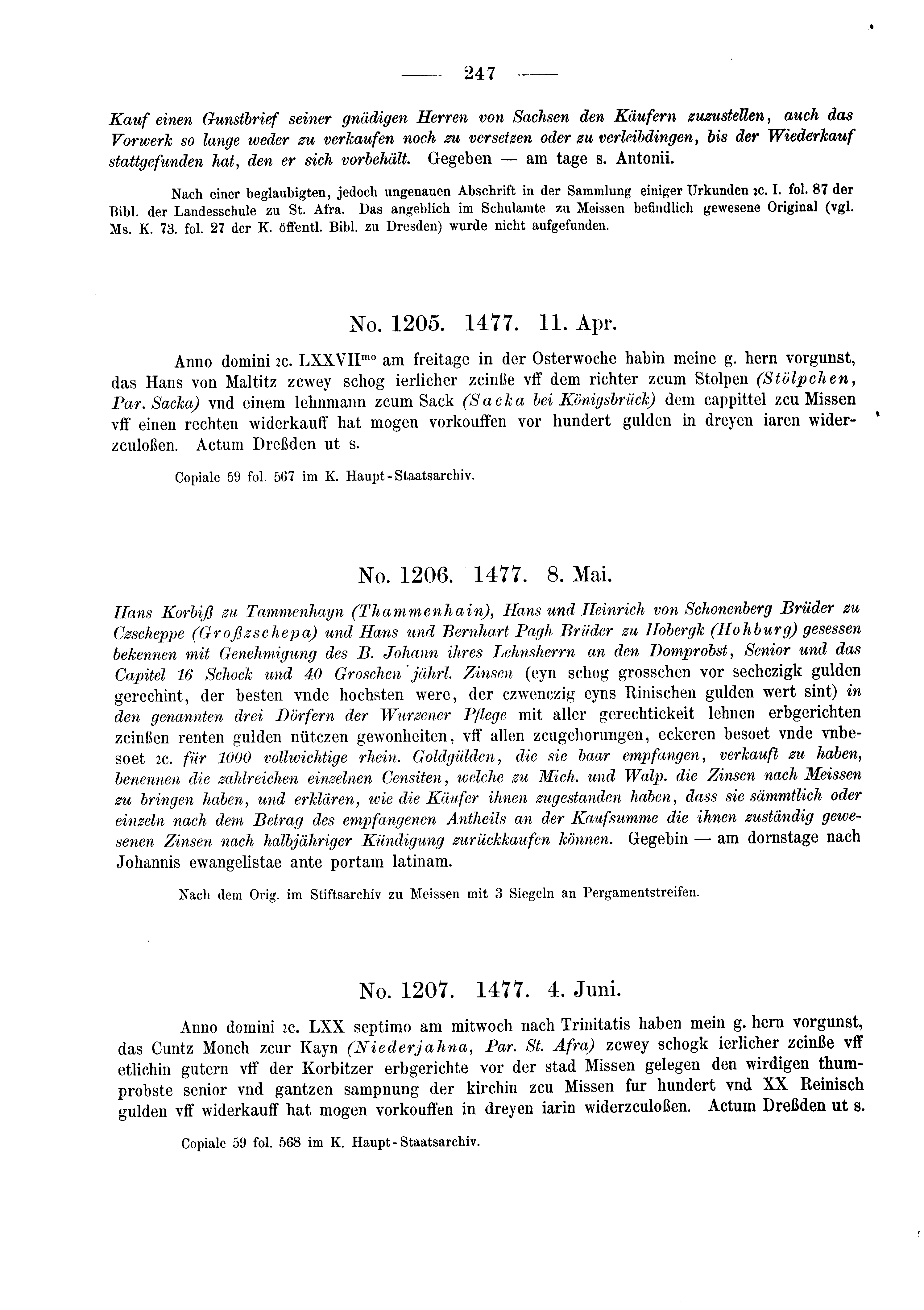 Historische Urkunde Seite 247 aus Band cds2_03