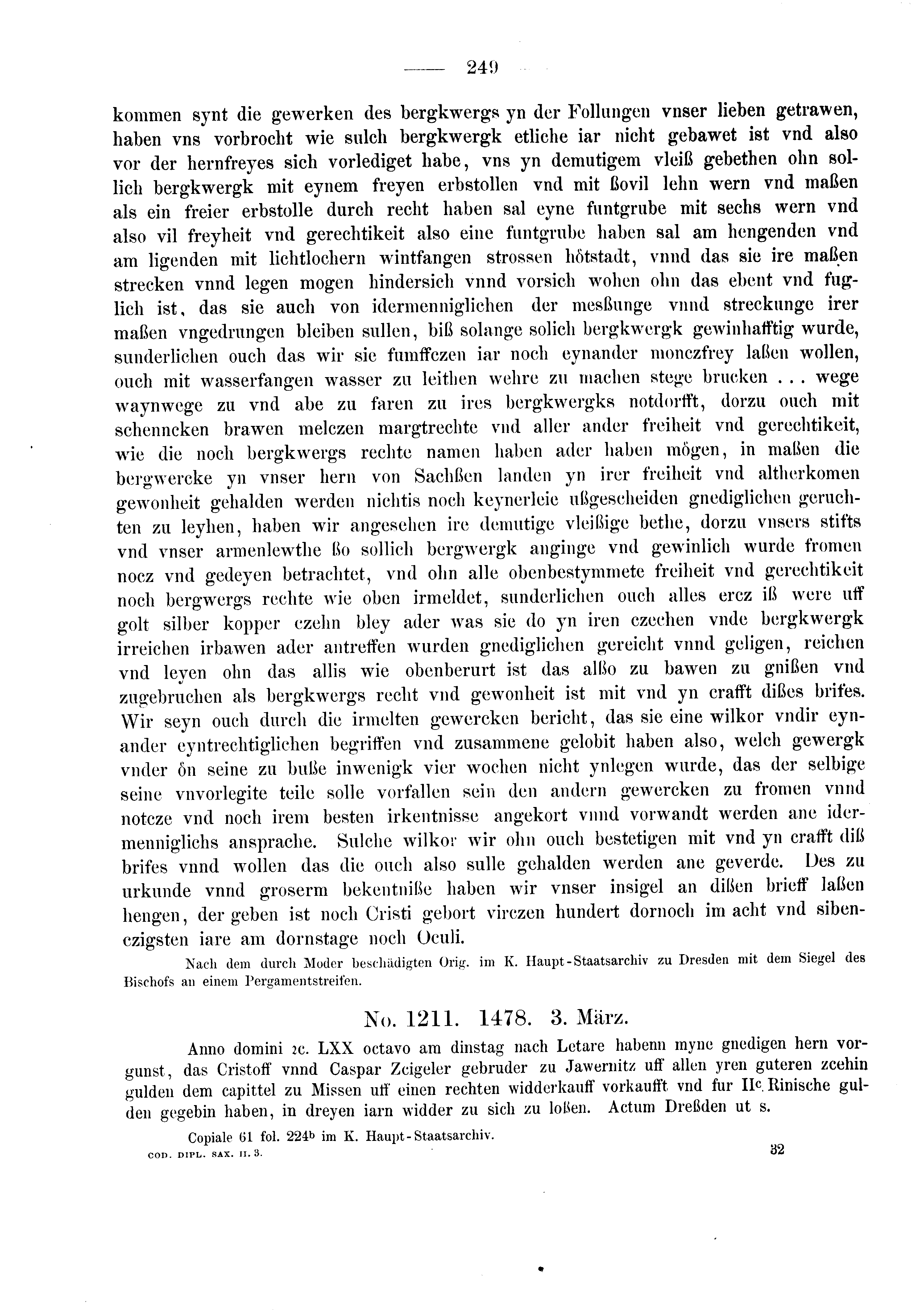 Historische Urkunde Seite 249 aus Band cds2_03