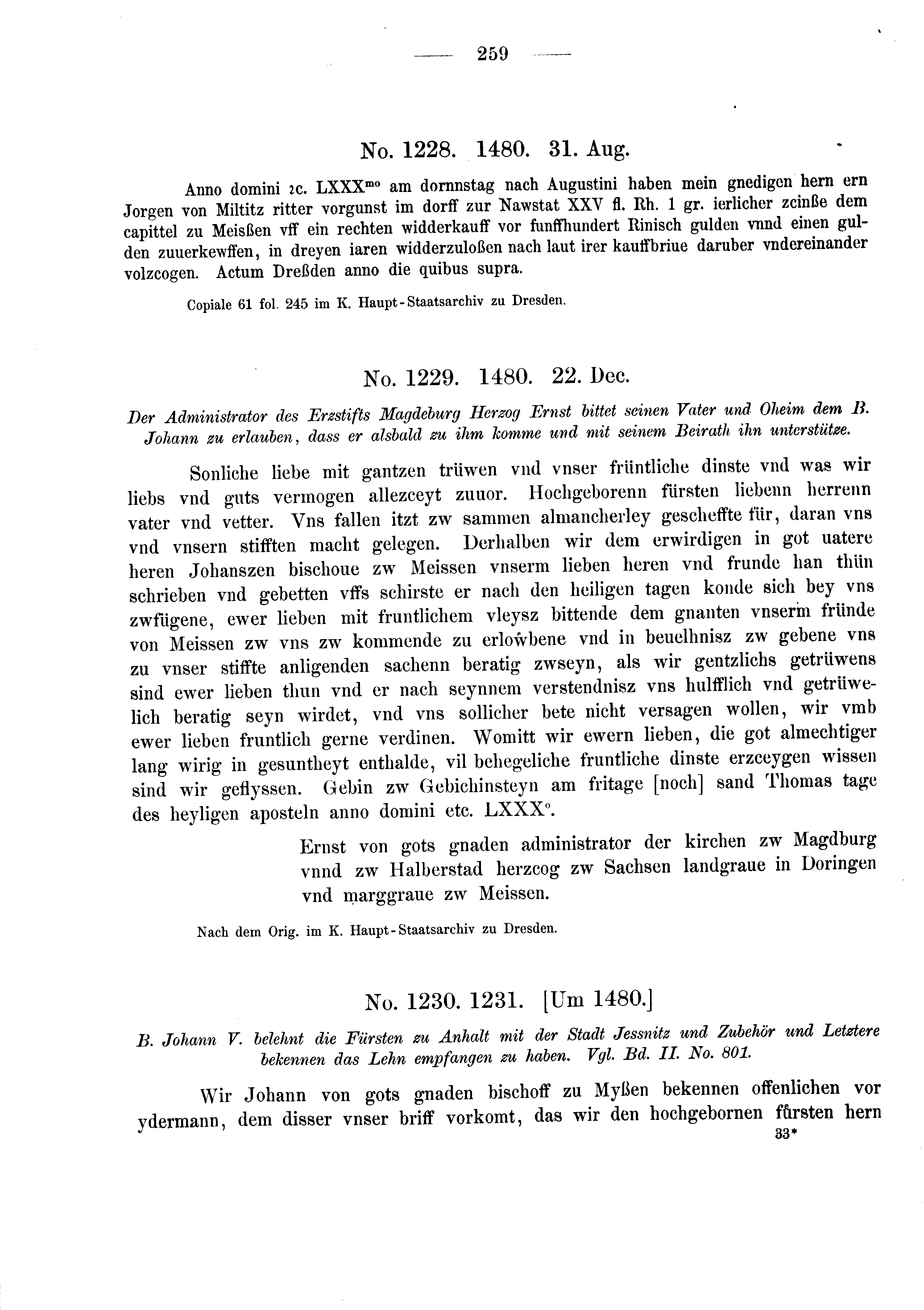 Historische Urkunde Seite 259 aus Band cds2_03