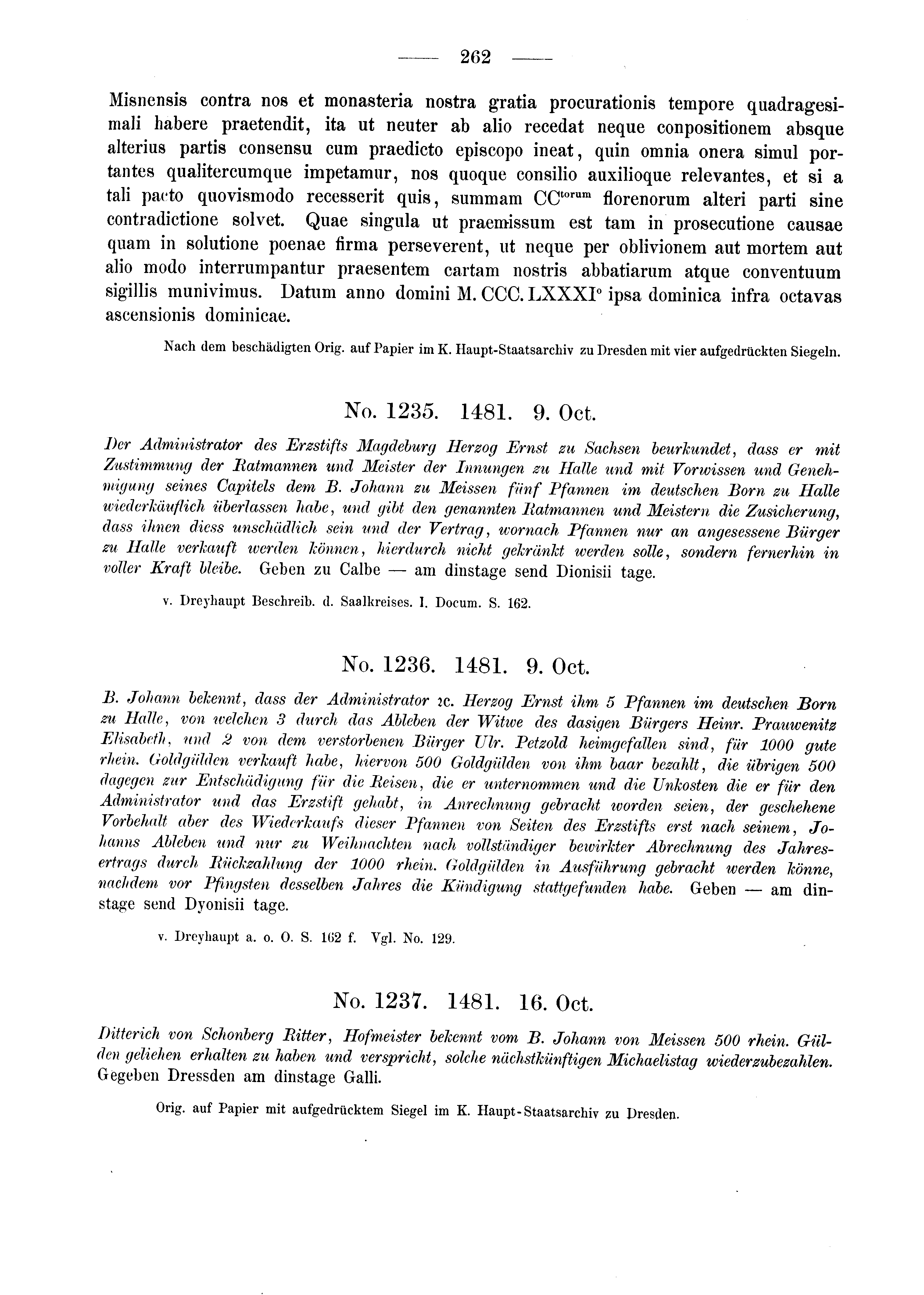 Historische Urkunde Seite 262 aus Band cds2_03