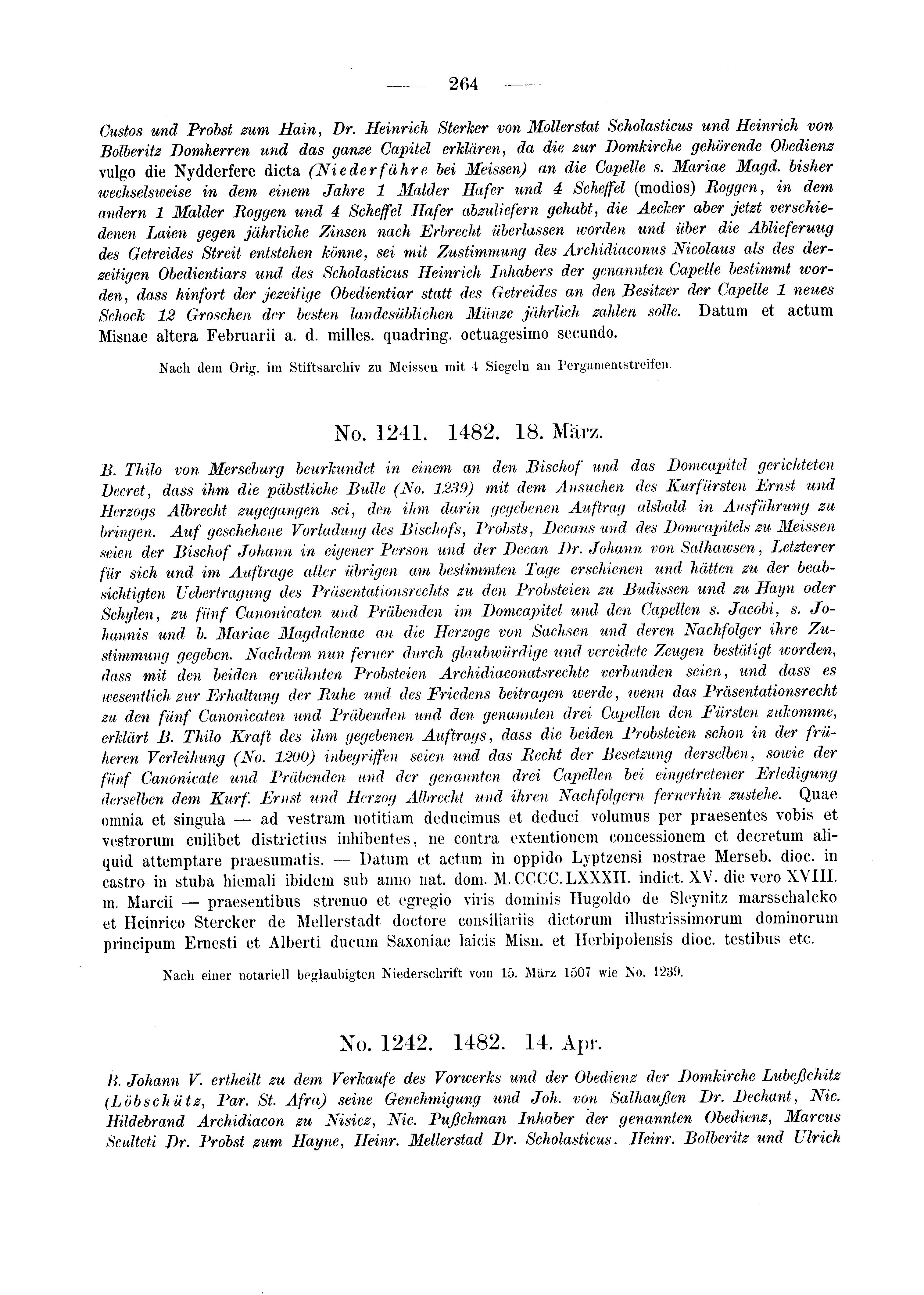 Historische Urkunde Seite 264 aus Band cds2_03