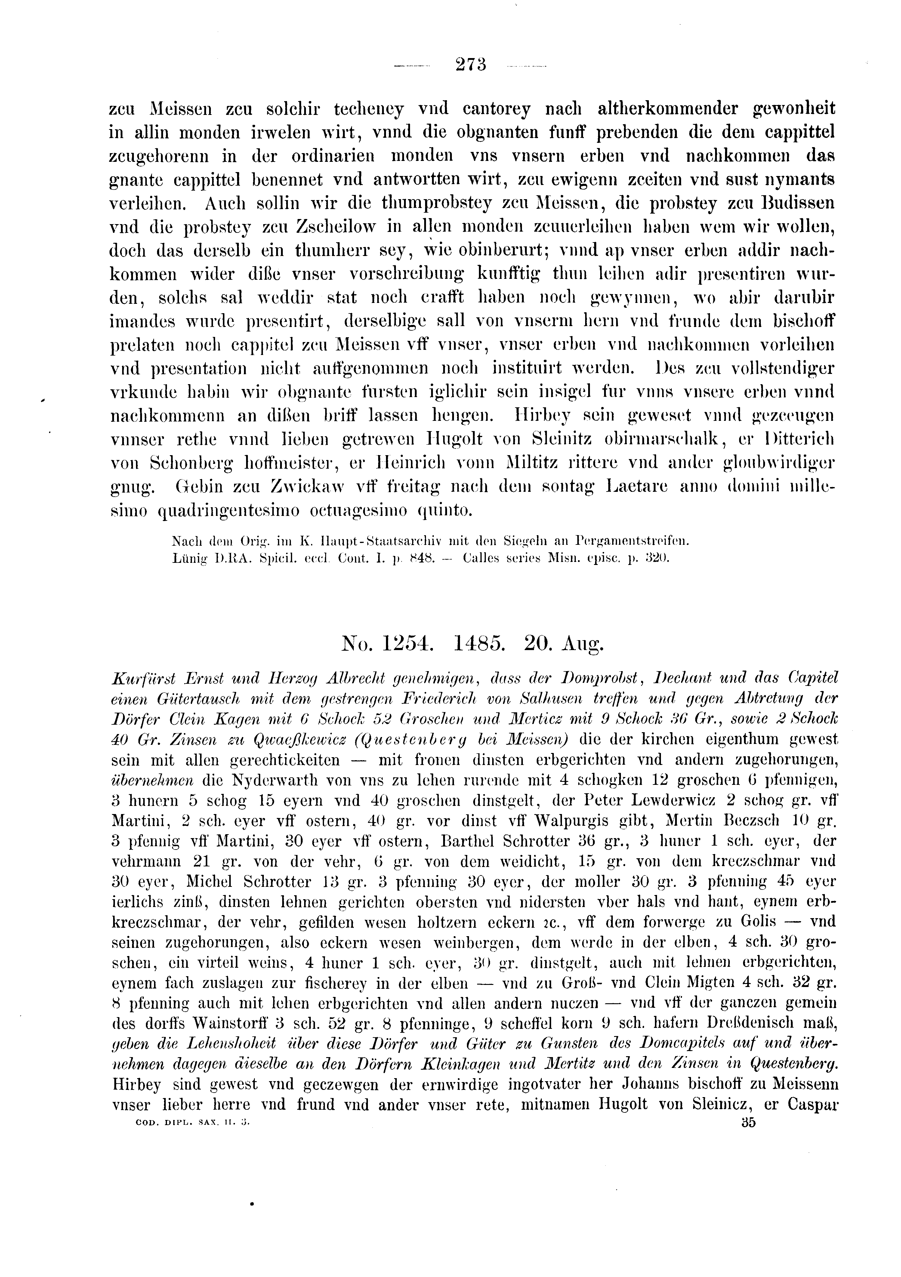 Historische Urkunde Seite 273 aus Band cds2_03