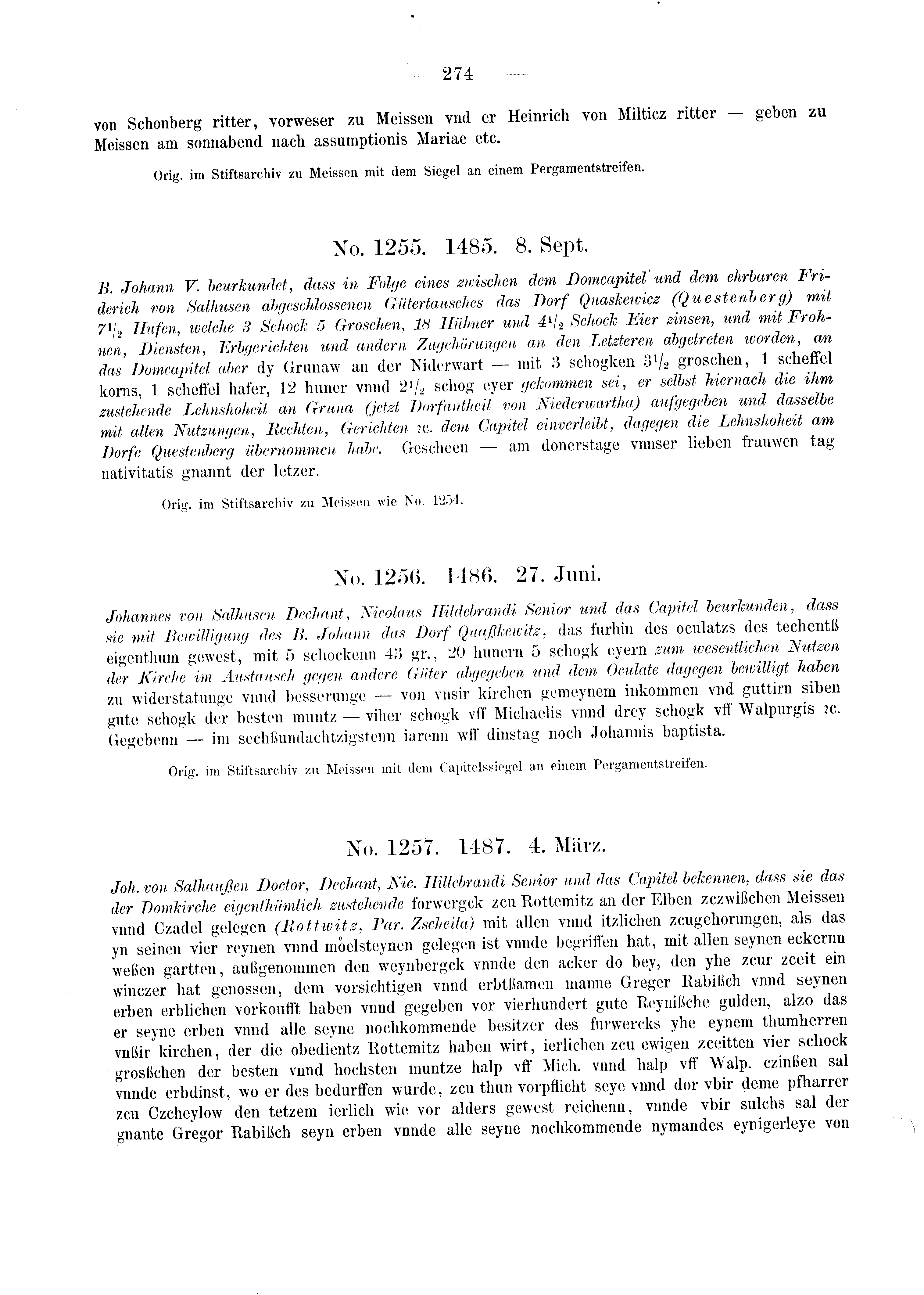 Historische Urkunde Seite 274 aus Band cds2_03