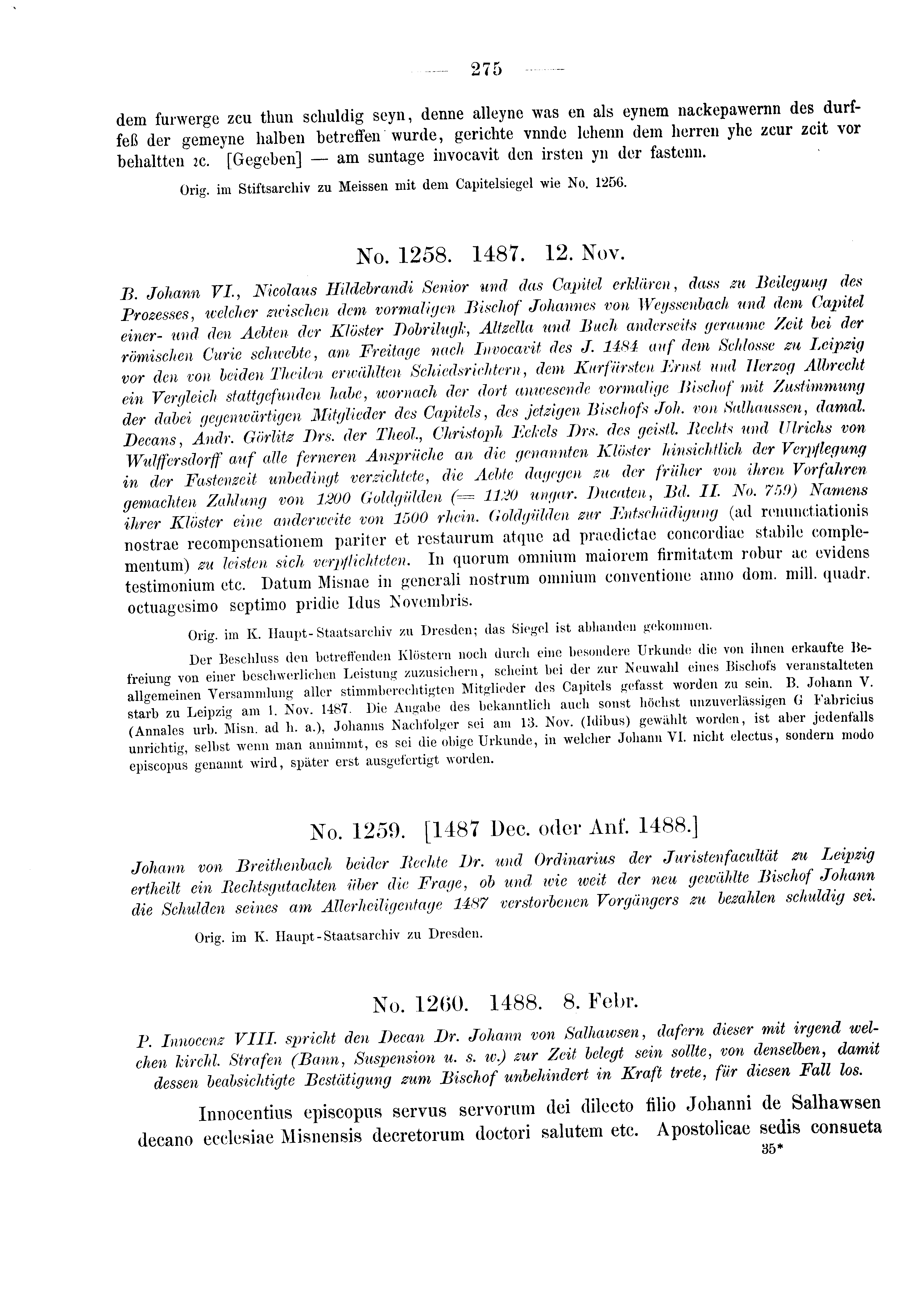 Historische Urkunde Seite 275 aus Band cds2_03