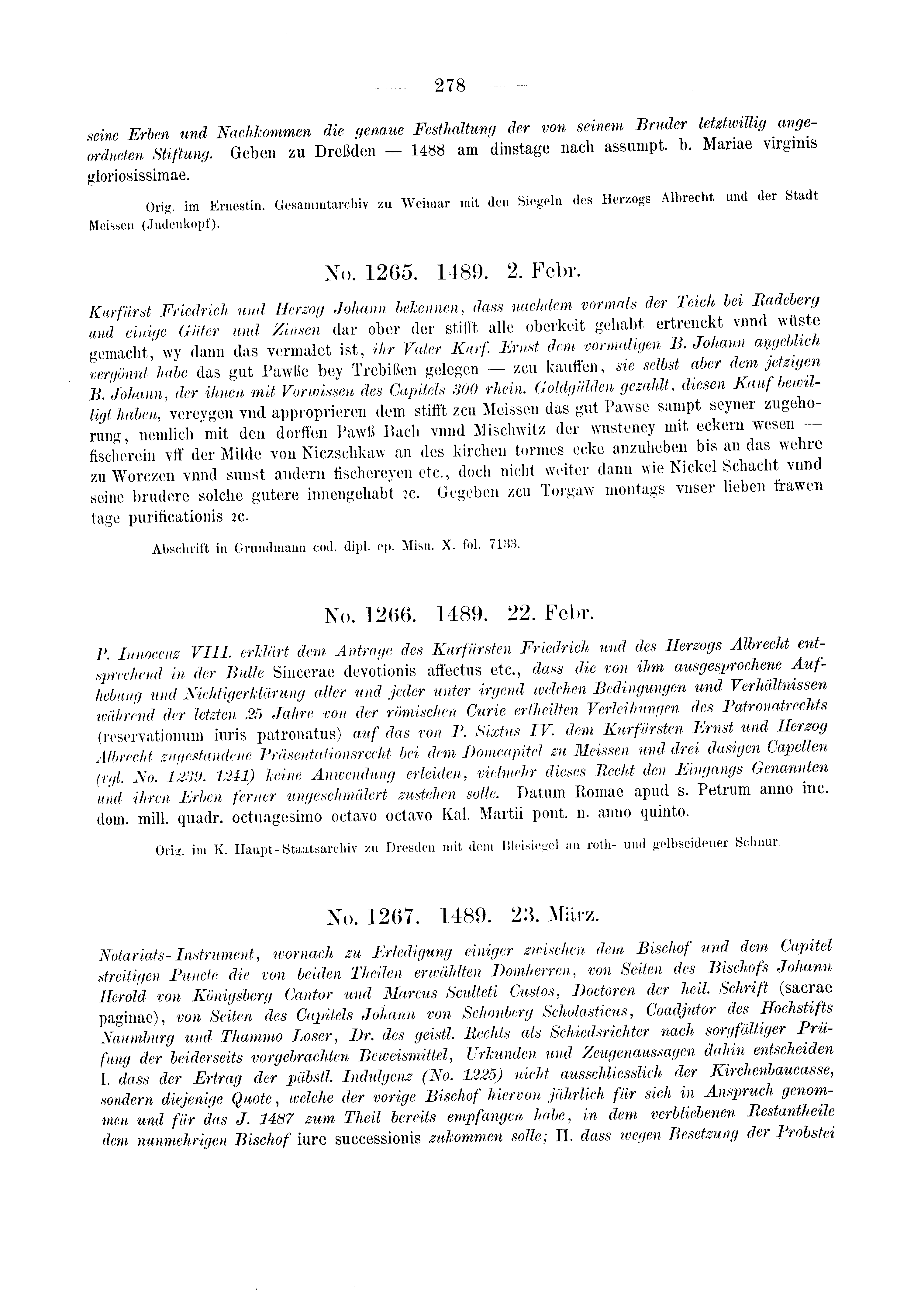 Historische Urkunde Seite 278 aus Band cds2_03