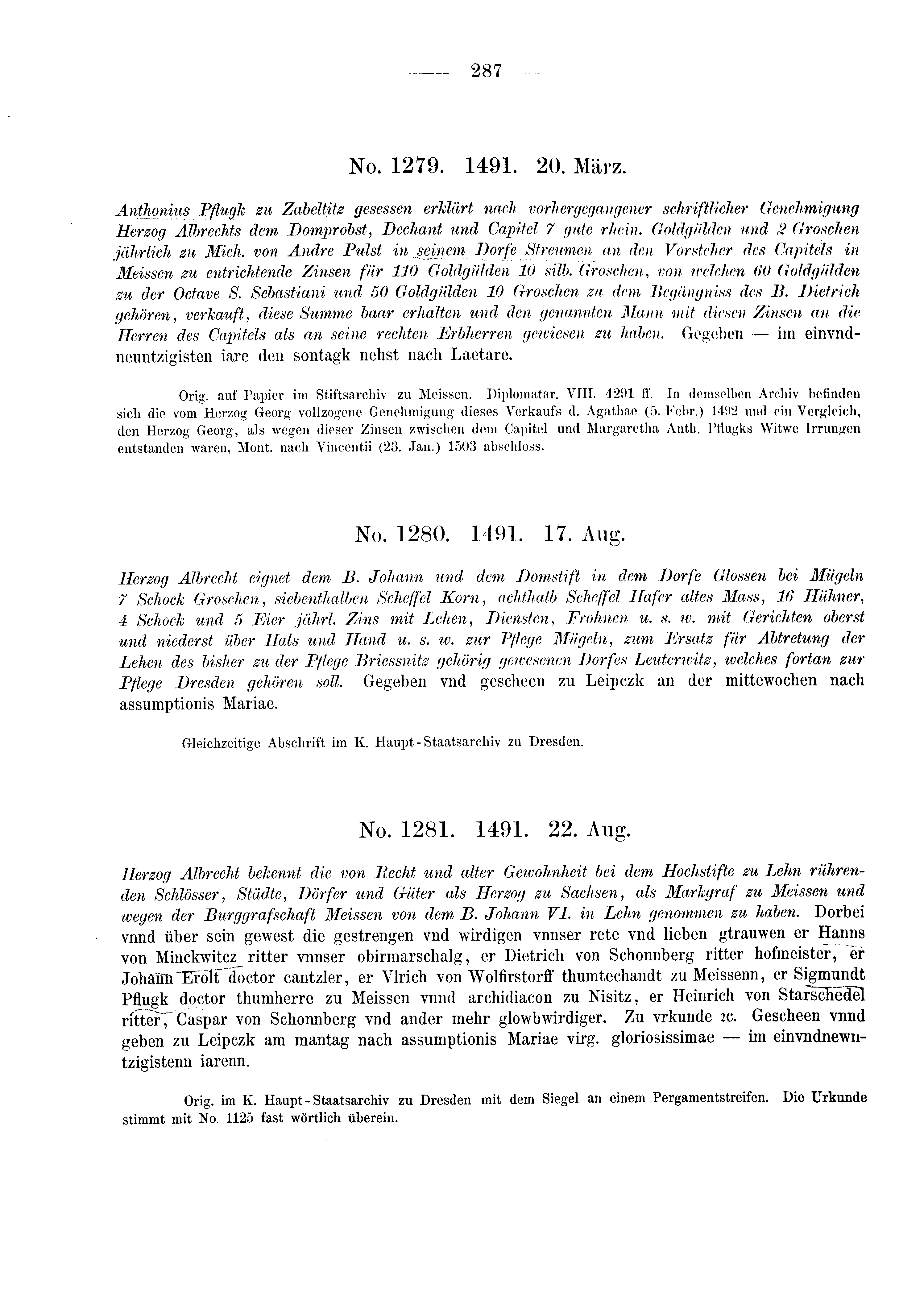 Historische Urkunde Seite 287 aus Band cds2_03