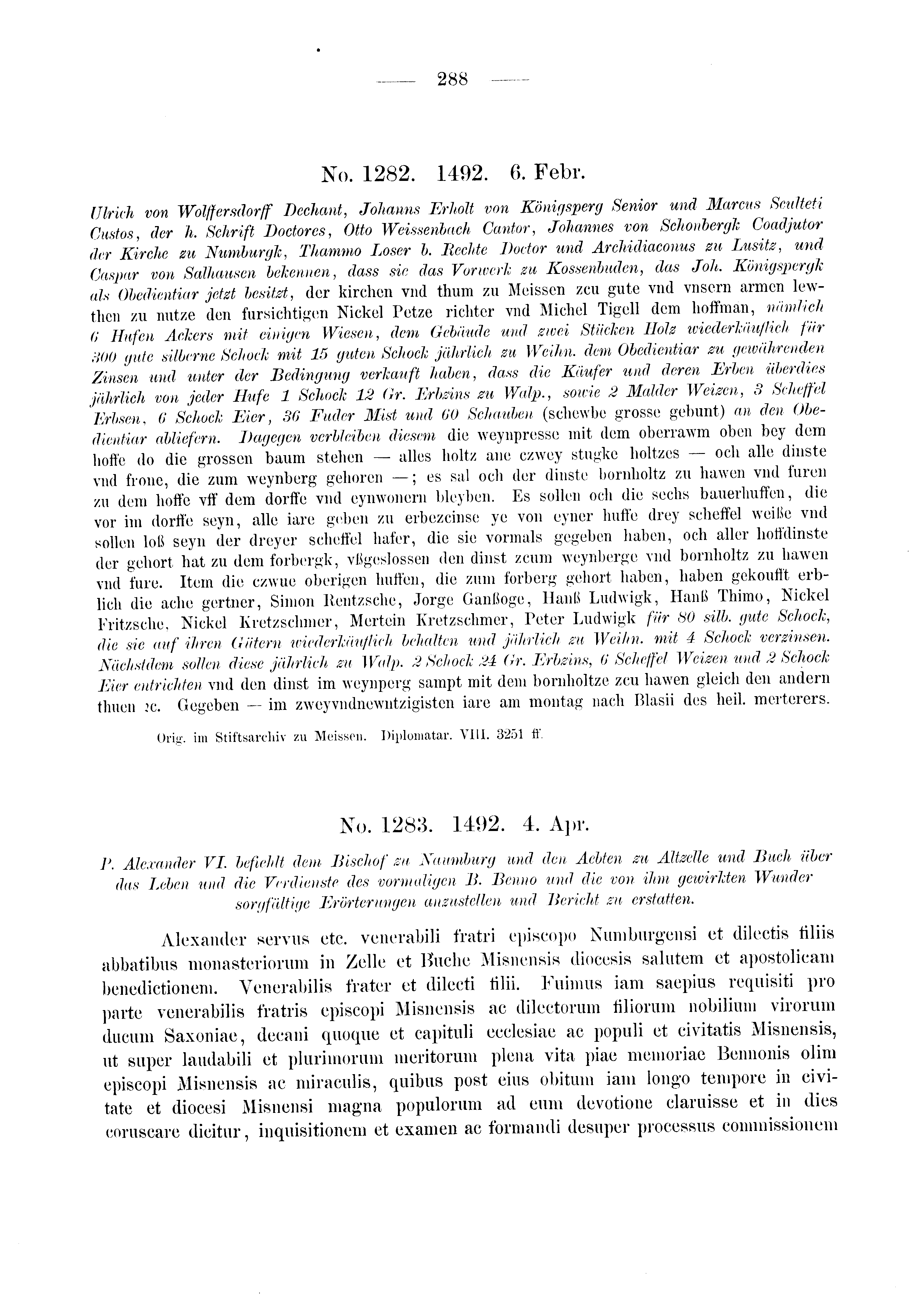 Historische Urkunde Seite 288 aus Band cds2_03