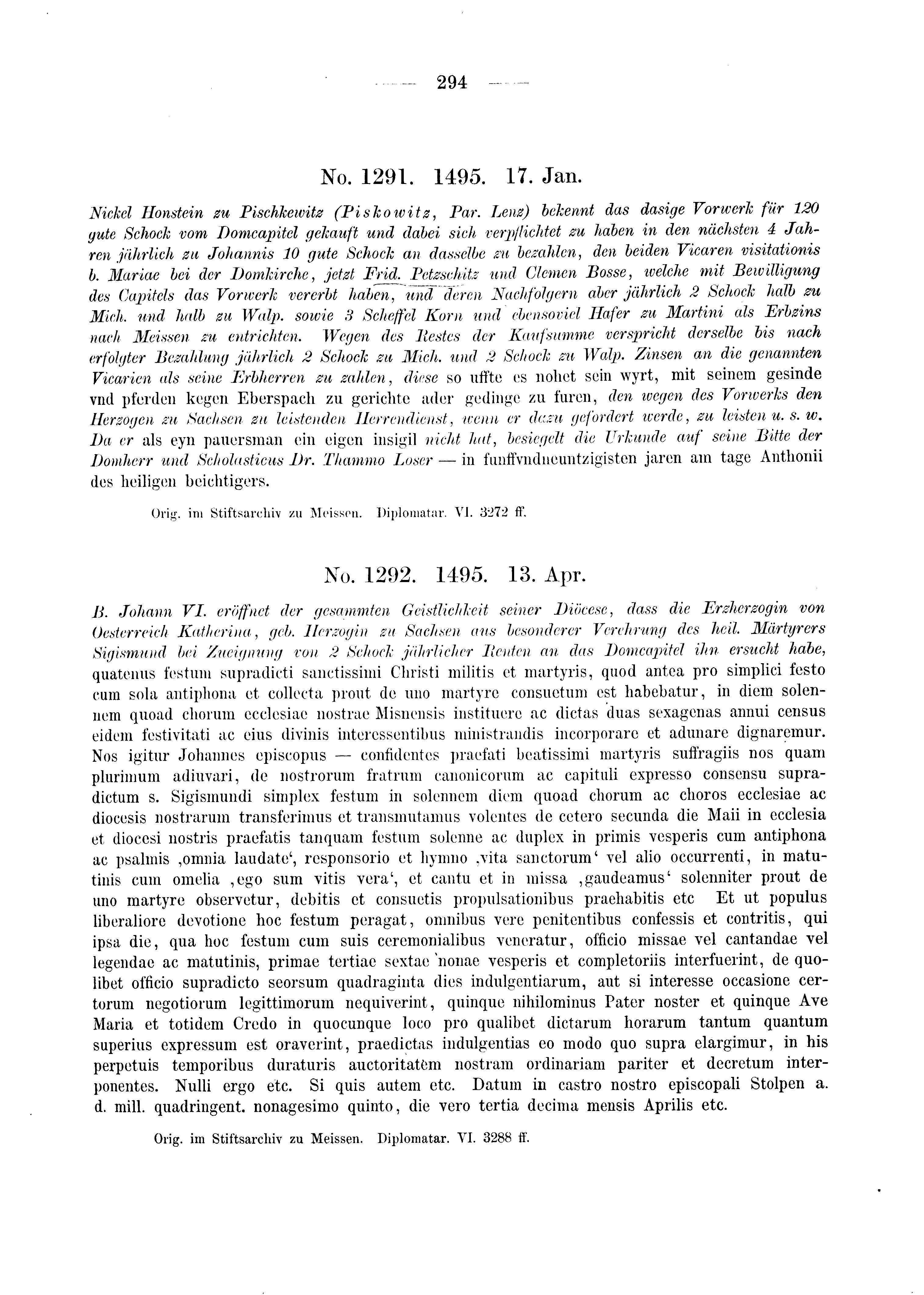 Historische Urkunde Seite 294 aus Band cds2_03