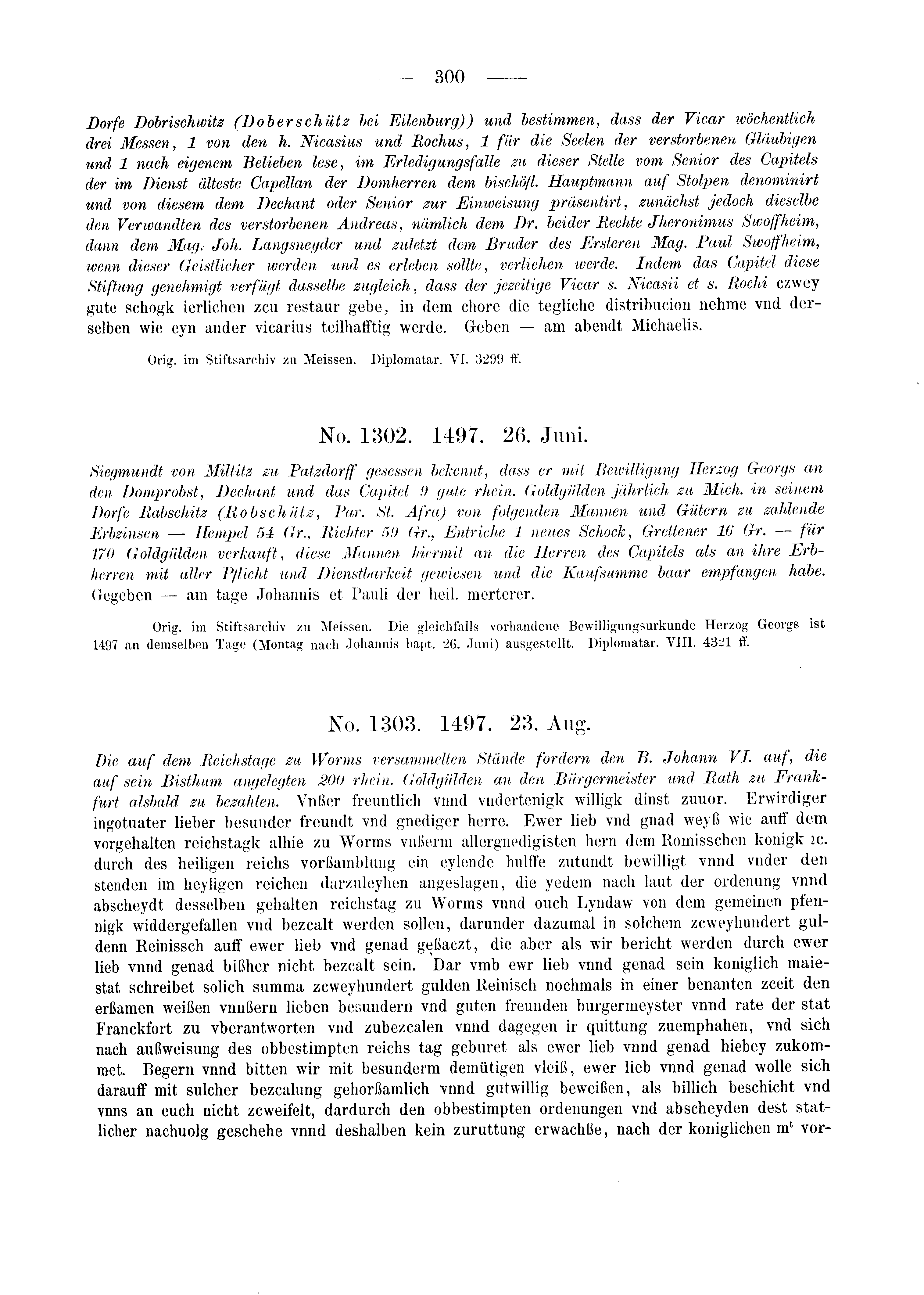 Historische Urkunde Seite 300 aus Band cds2_03