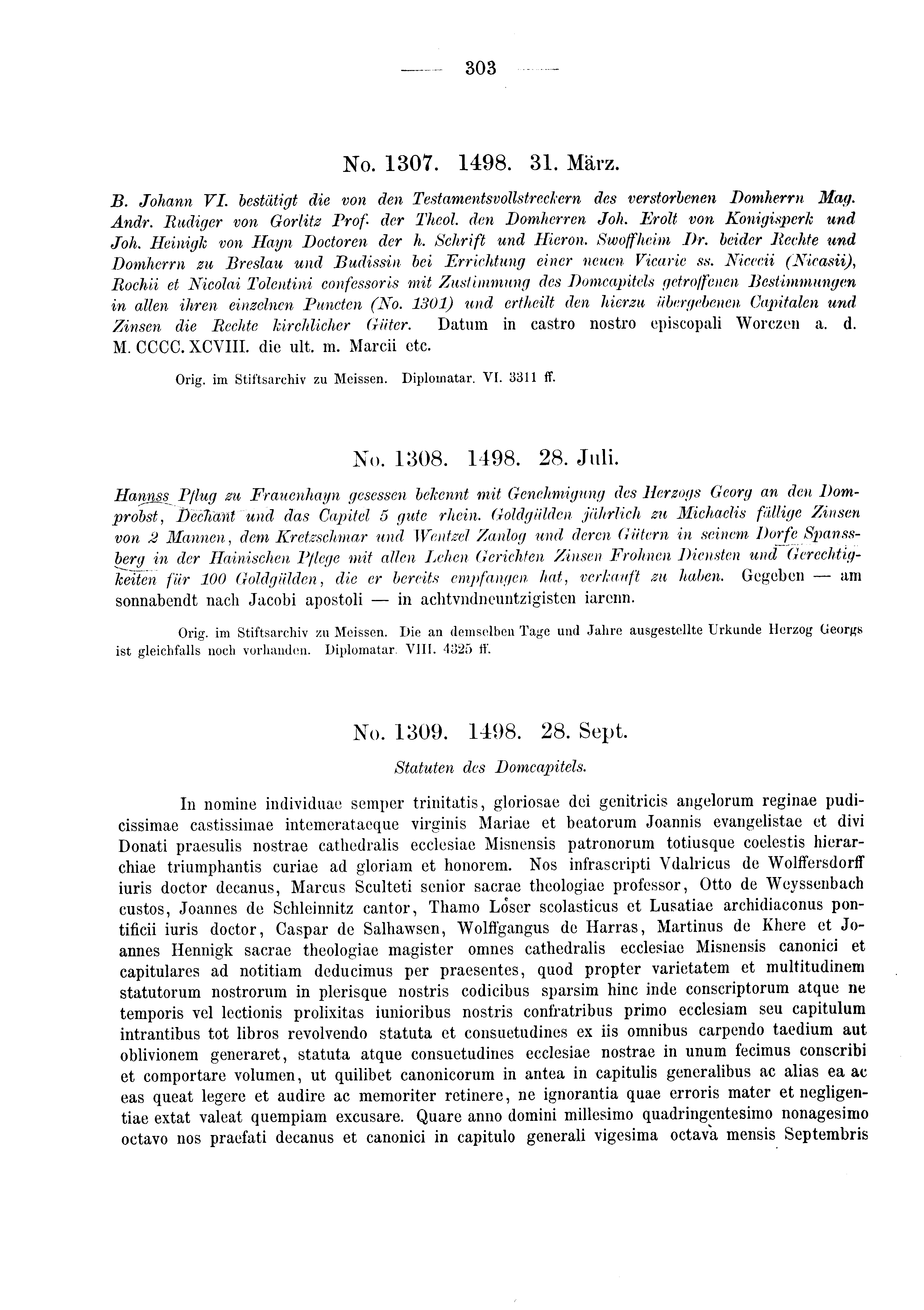 Historische Urkunde Seite 303 aus Band cds2_03