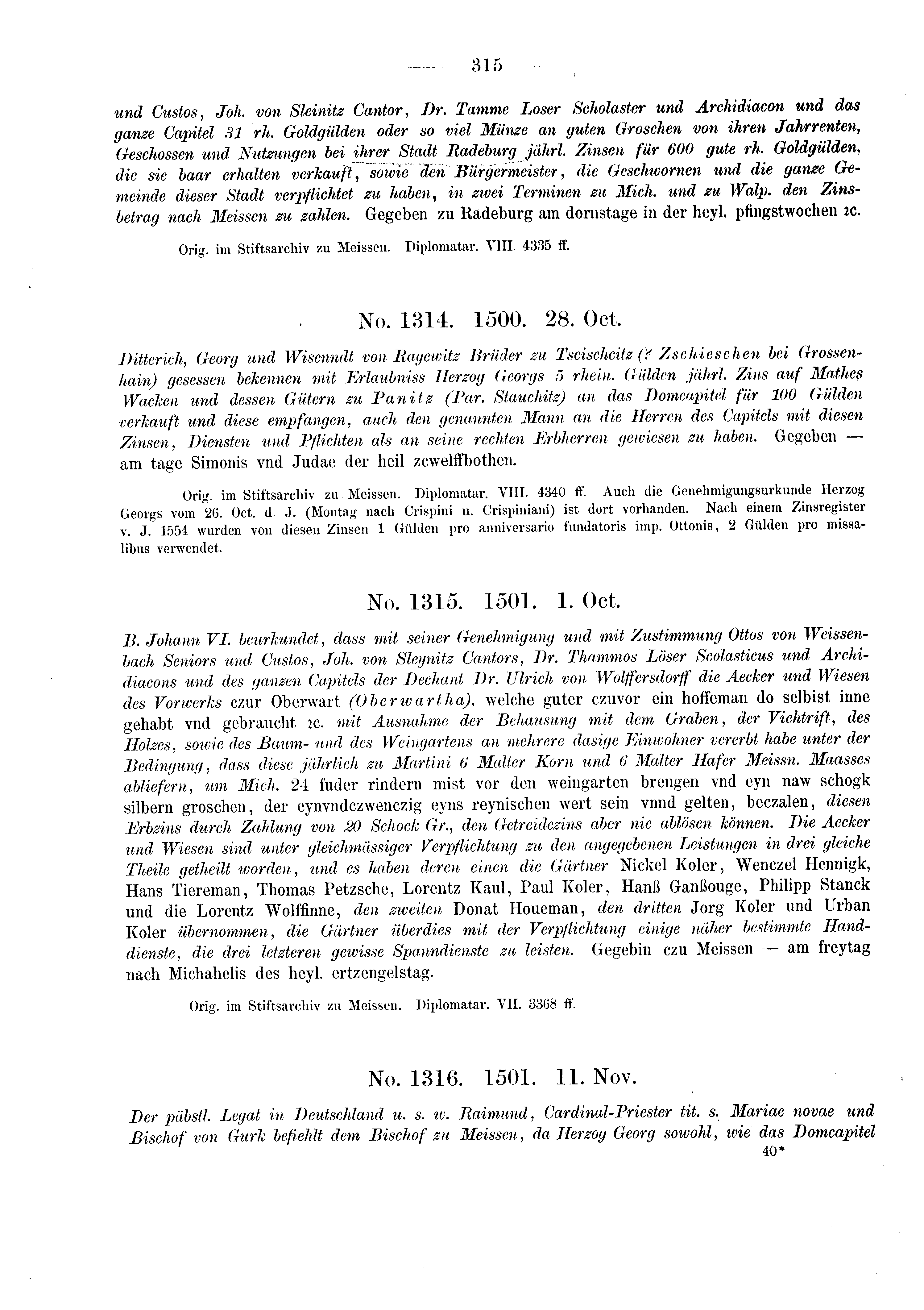 Historische Urkunde Seite 315 aus Band cds2_03