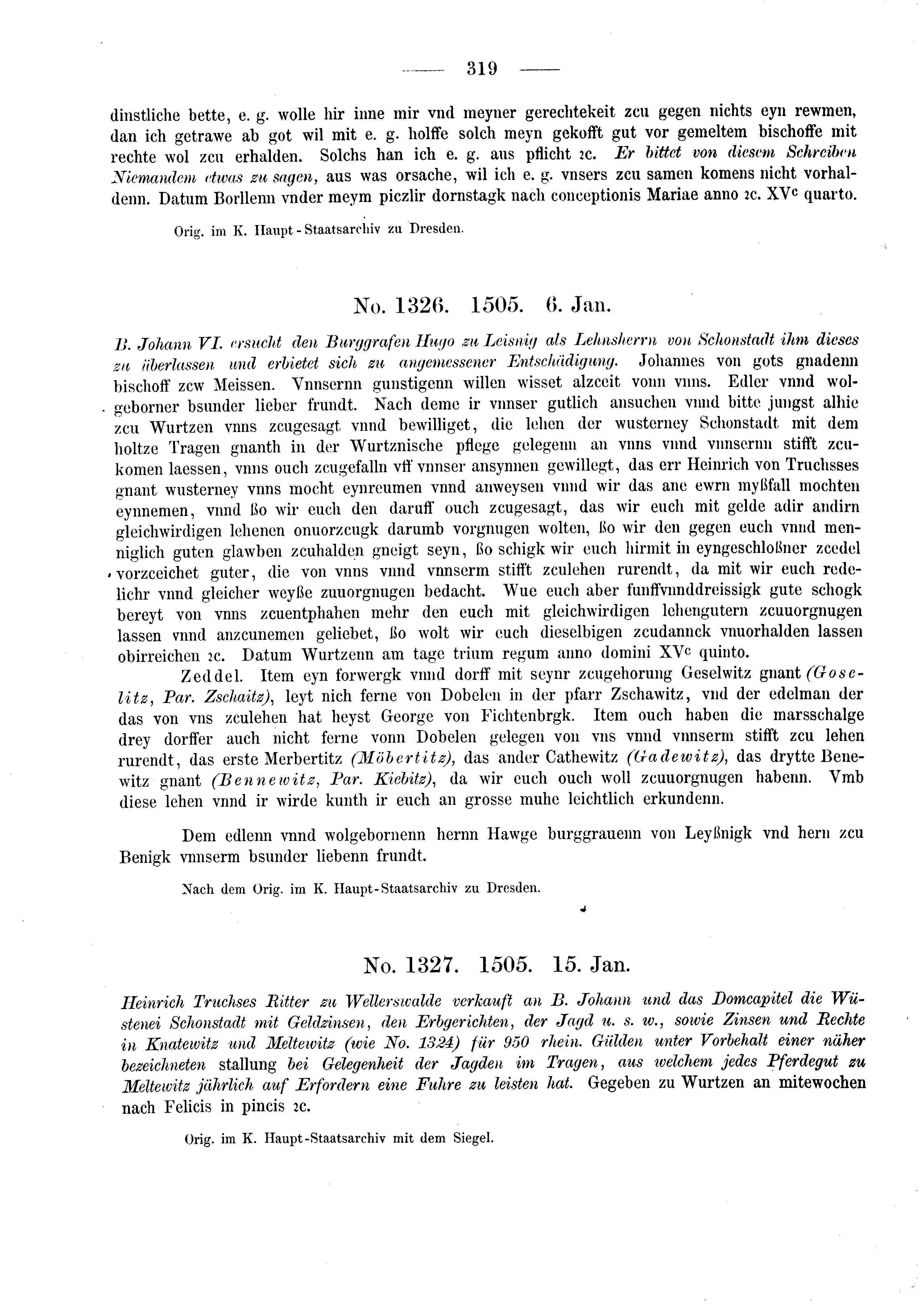 Historische Urkunde Seite 319 aus Band cds2_03