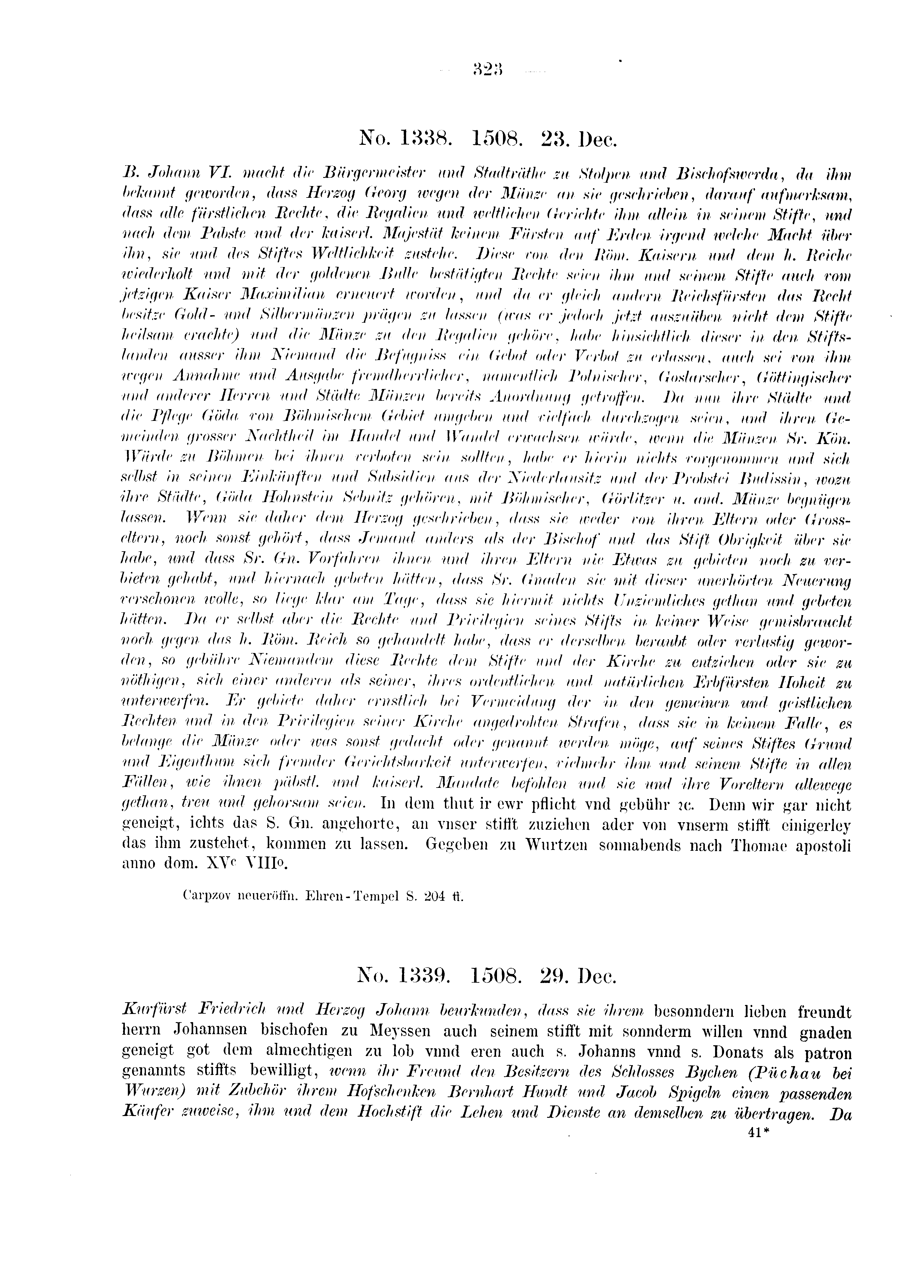 Historische Urkunde Seite 323 aus Band cds2_03