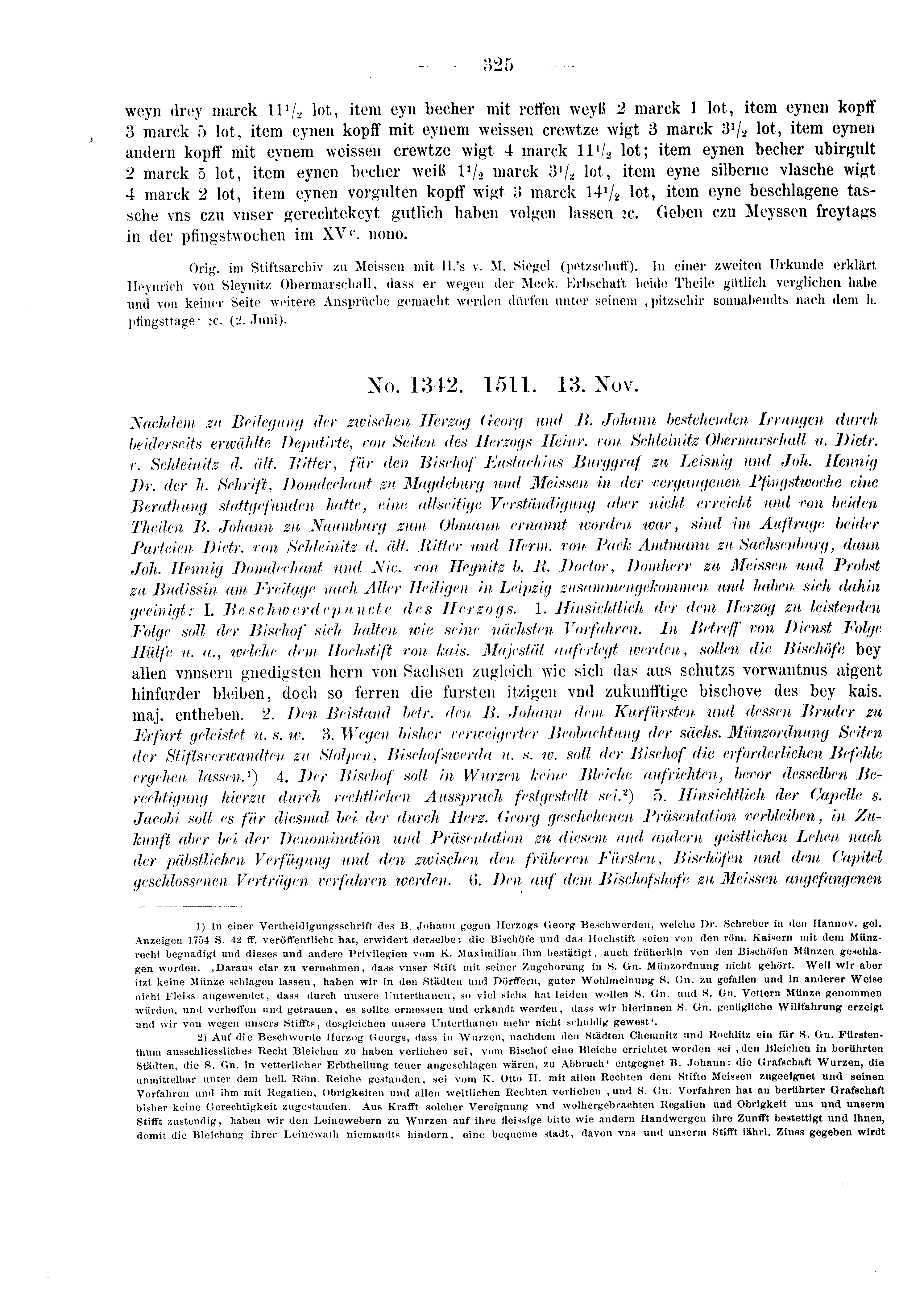 Historische Urkunde Seite 325 aus Band cds2_03