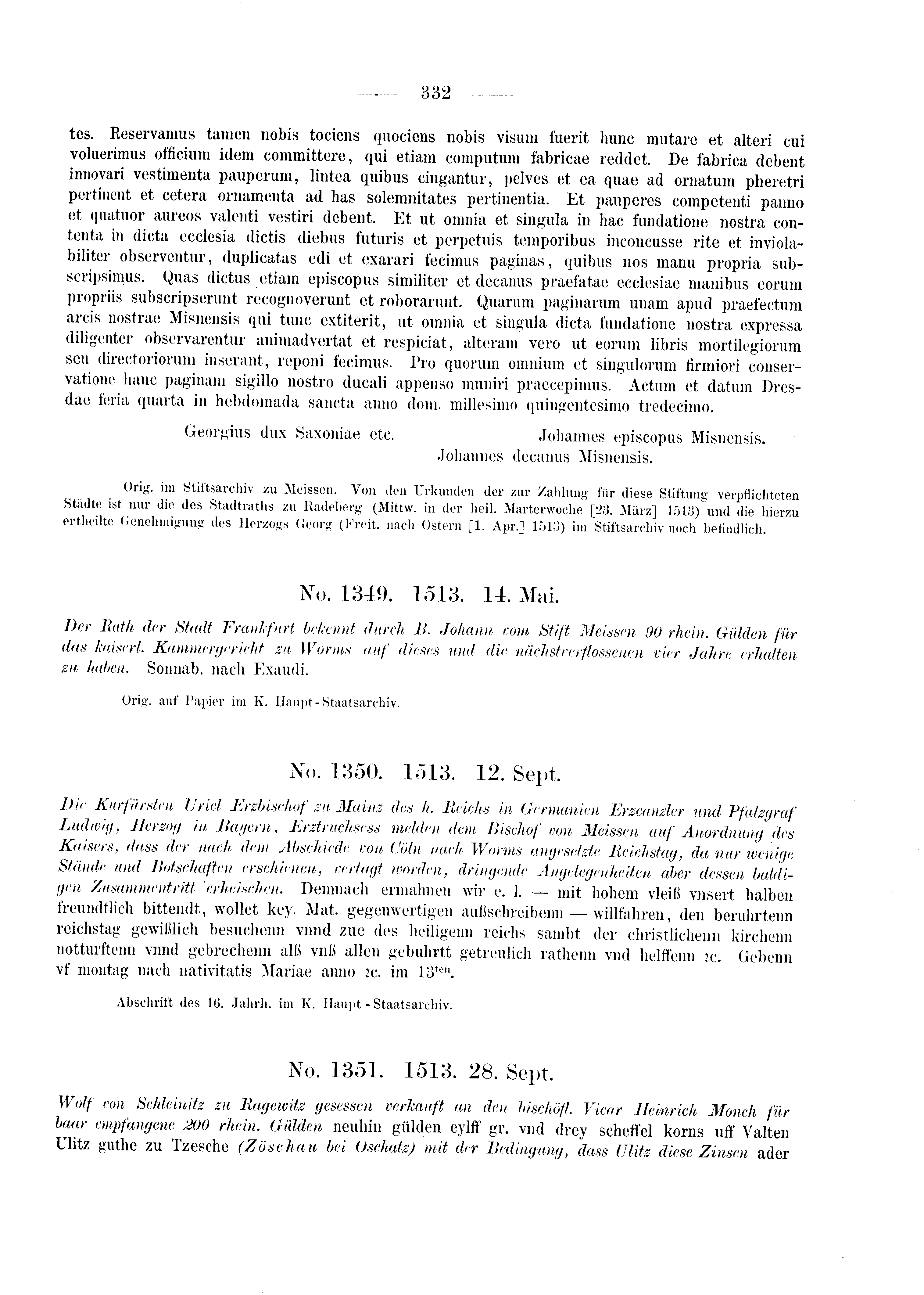 Historische Urkunde Seite 332 aus Band cds2_03