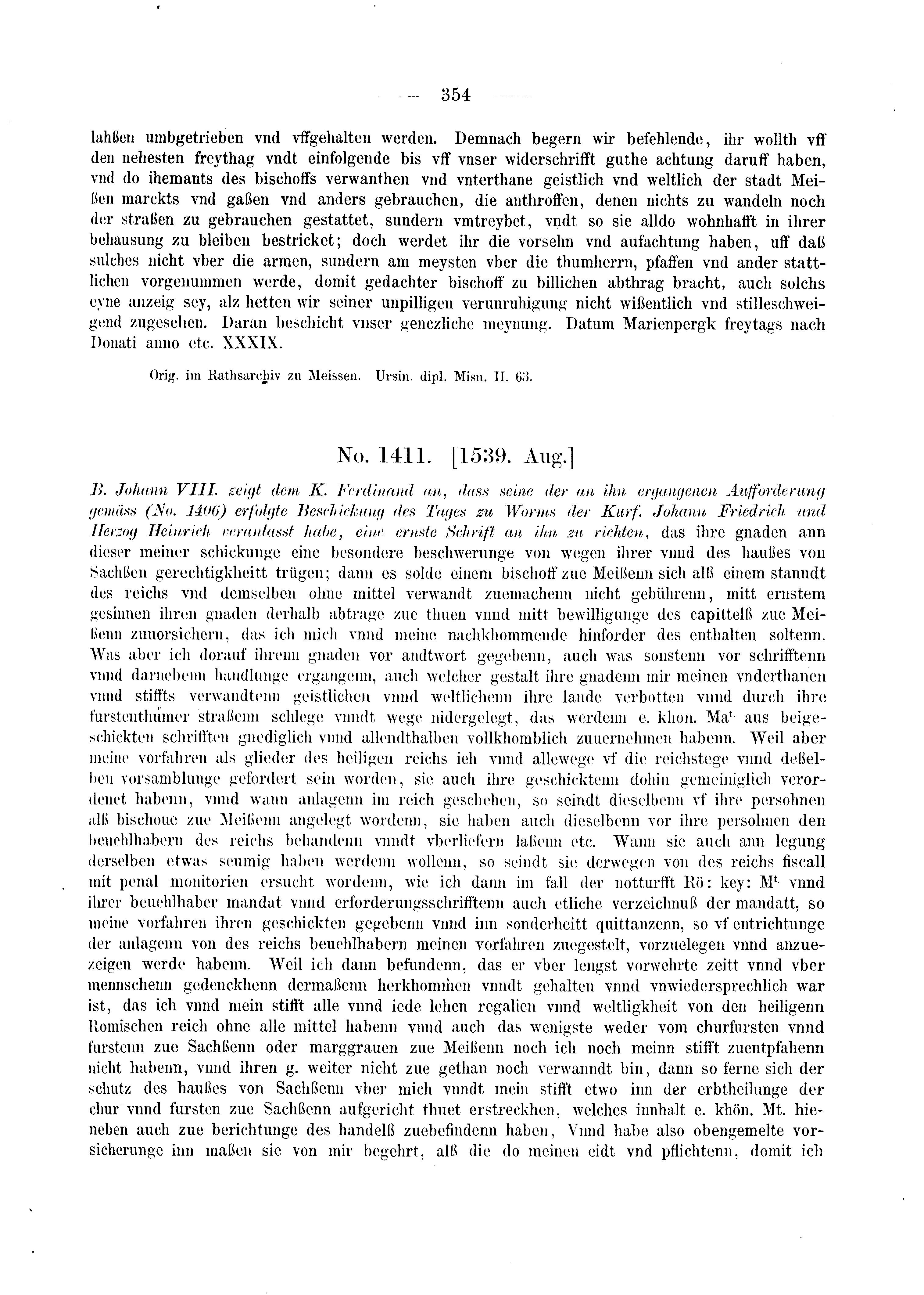 Historische Urkunde Seite 354 aus Band cds2_03