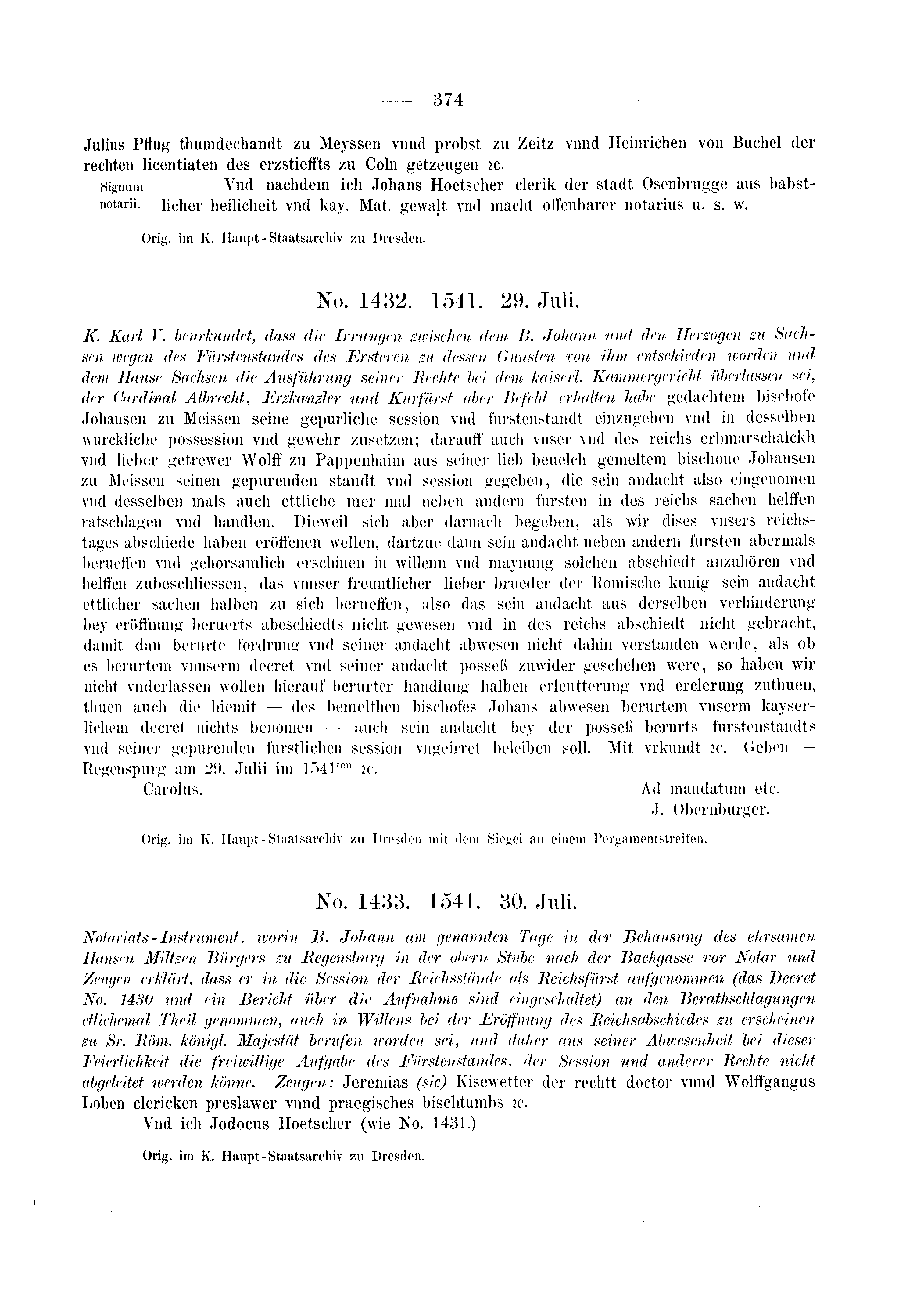 Historische Urkunde Seite 374 aus Band cds2_03