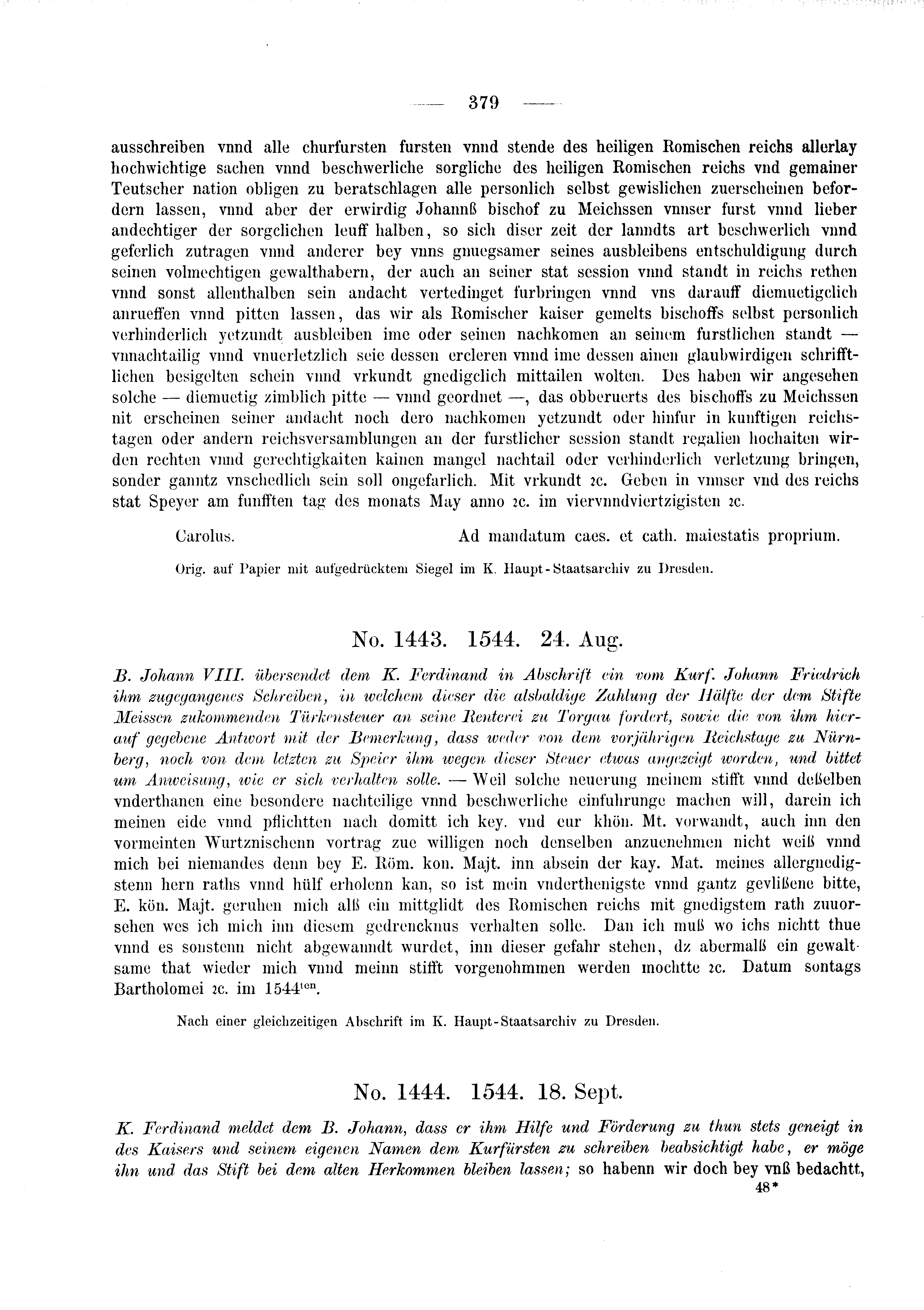 Historische Urkunde Seite 379 aus Band cds2_03