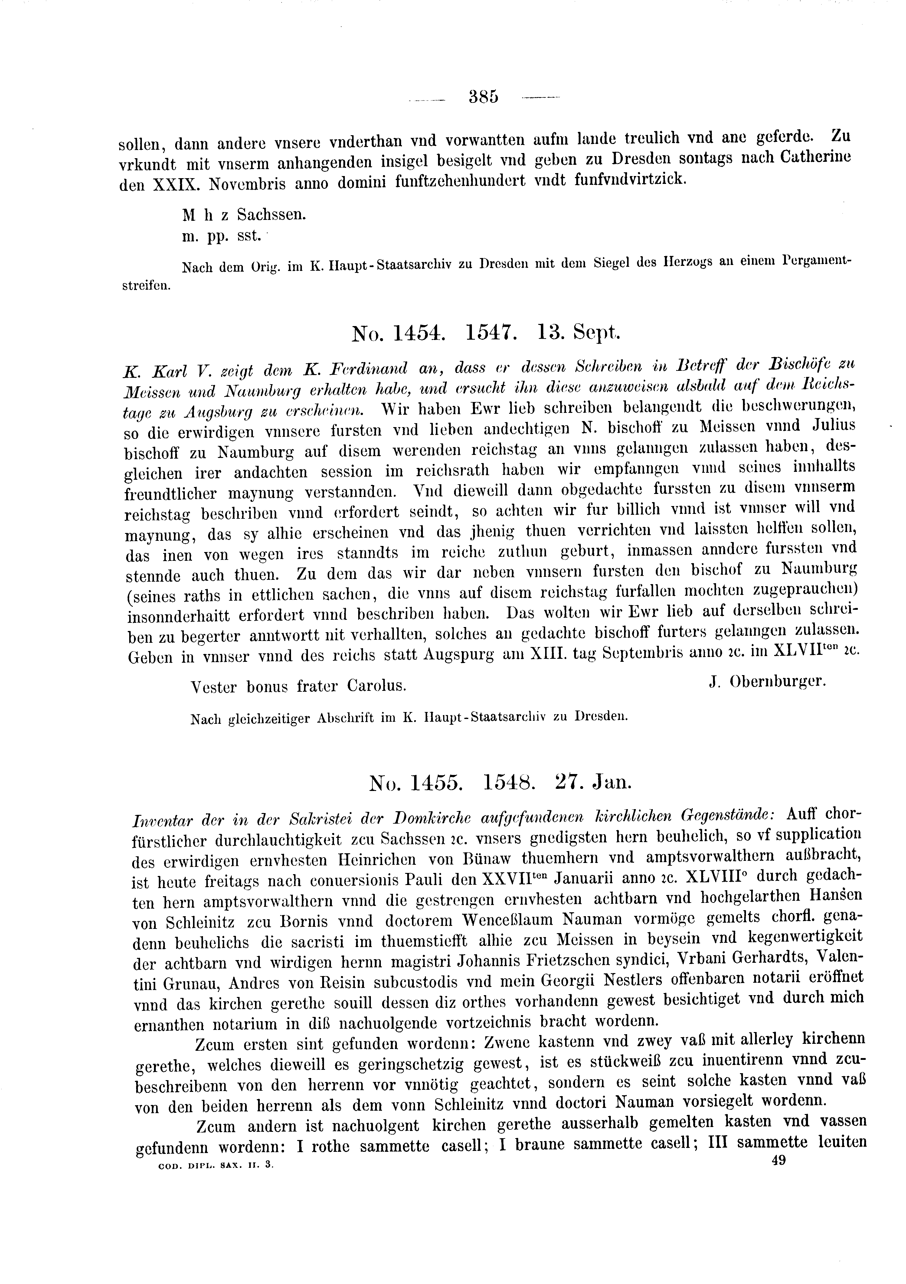 Historische Urkunde Seite 385 aus Band cds2_03