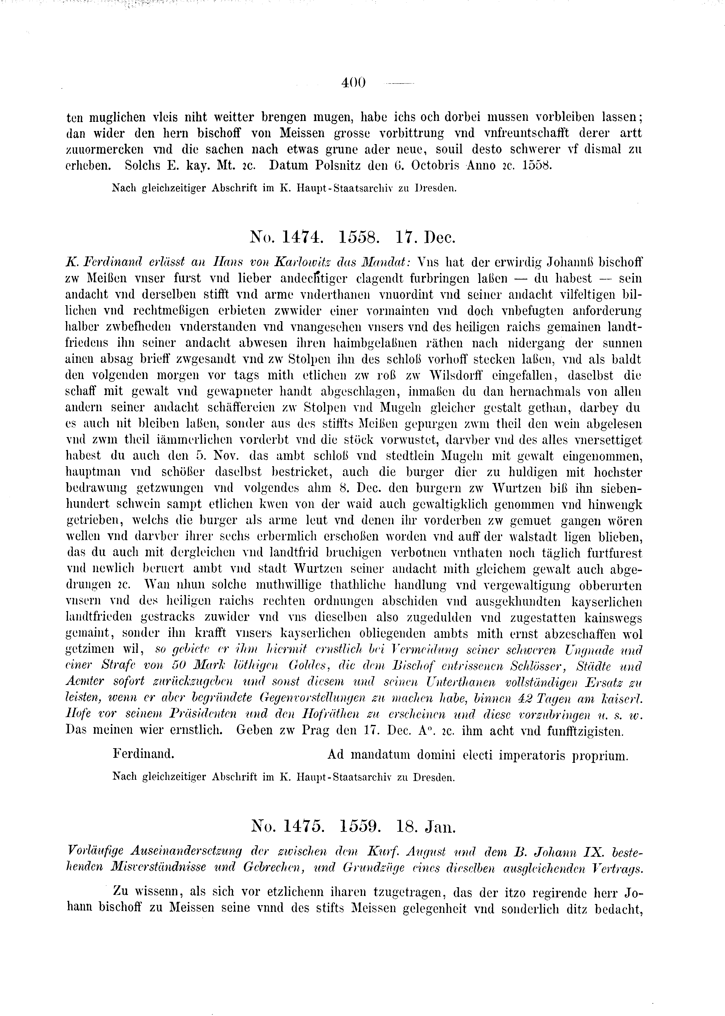 Historische Urkunde Seite 400 aus Band cds2_03