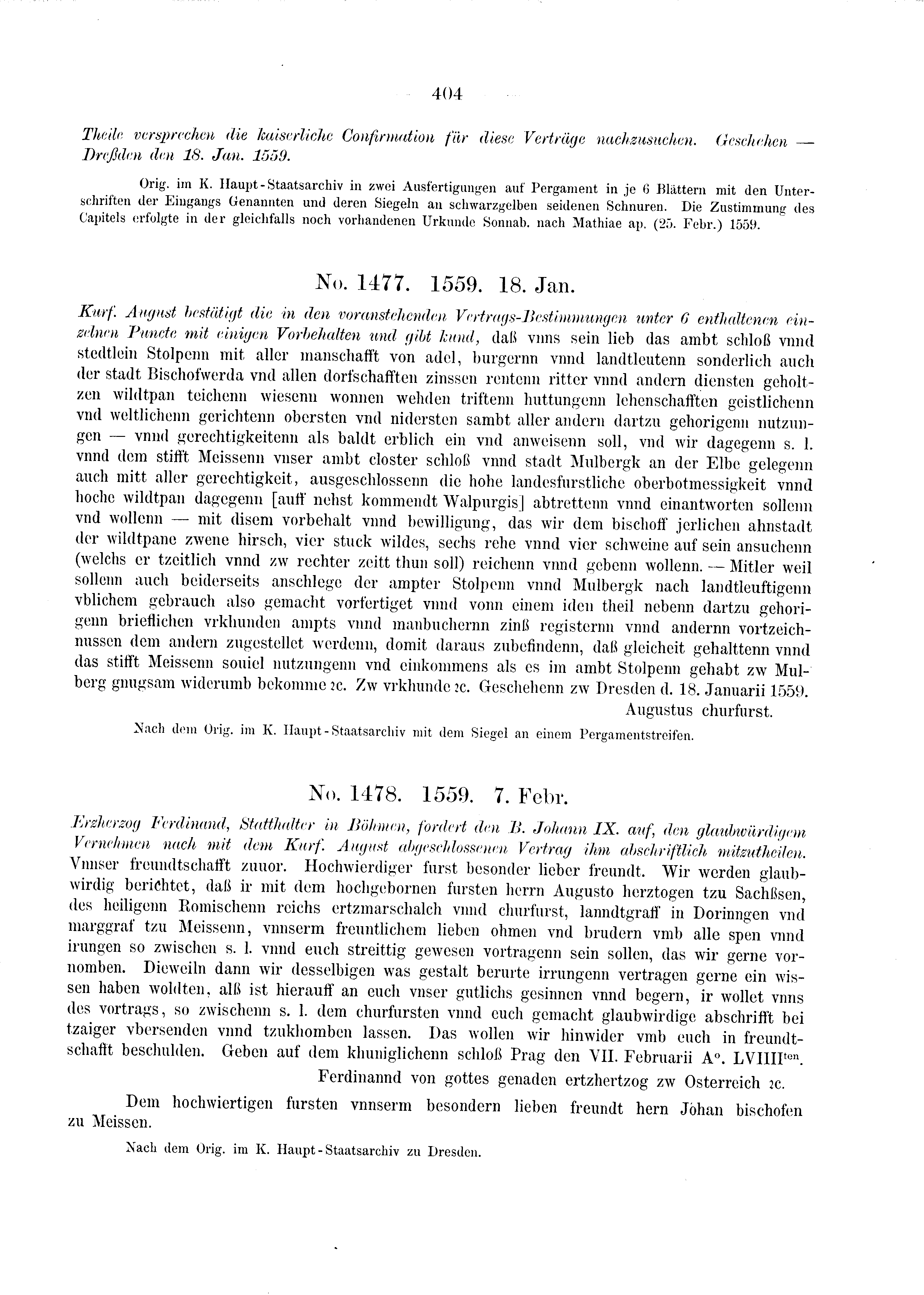 Historische Urkunde Seite 404 aus Band cds2_03