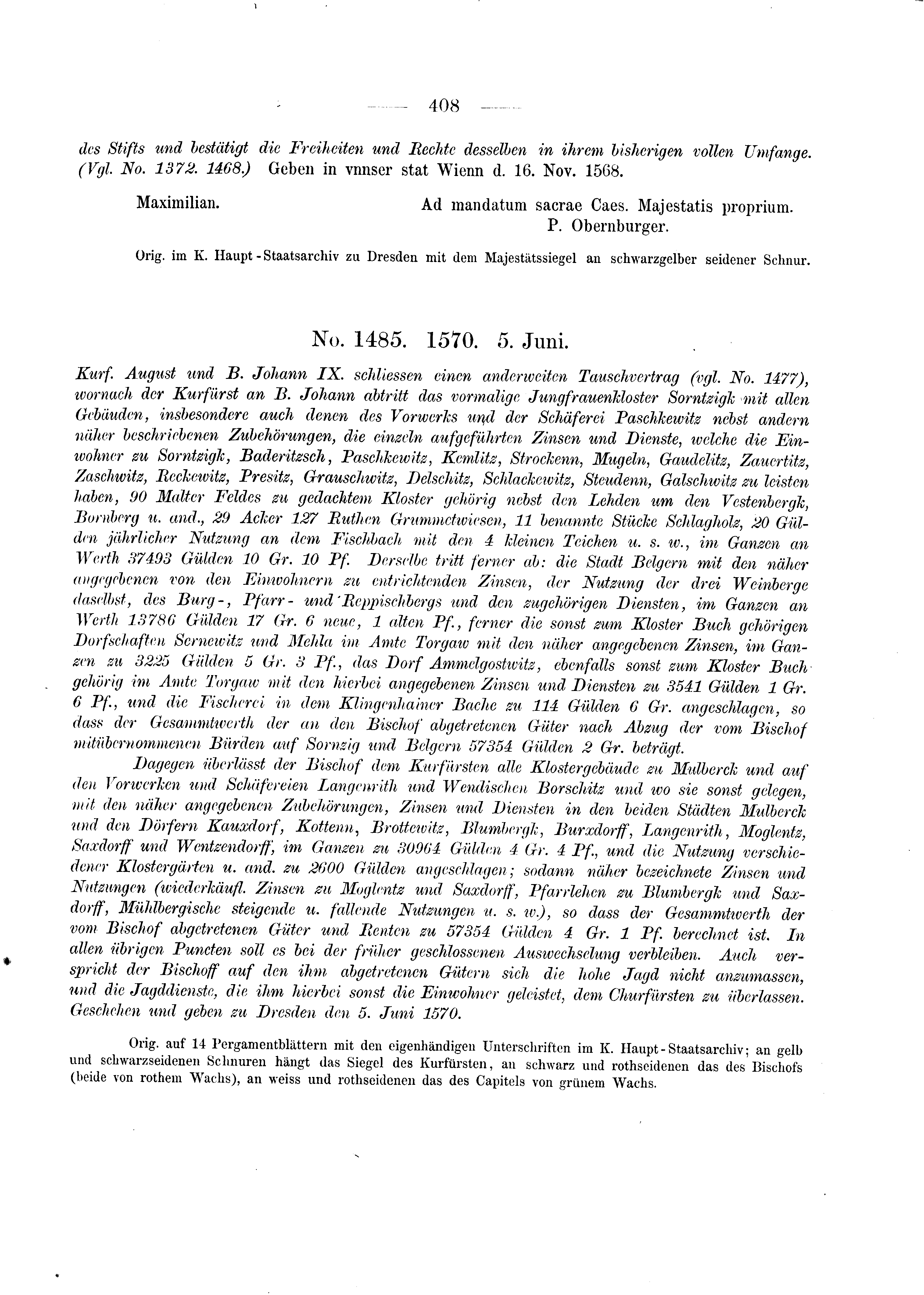 Historische Urkunde Seite 408 aus Band cds2_03