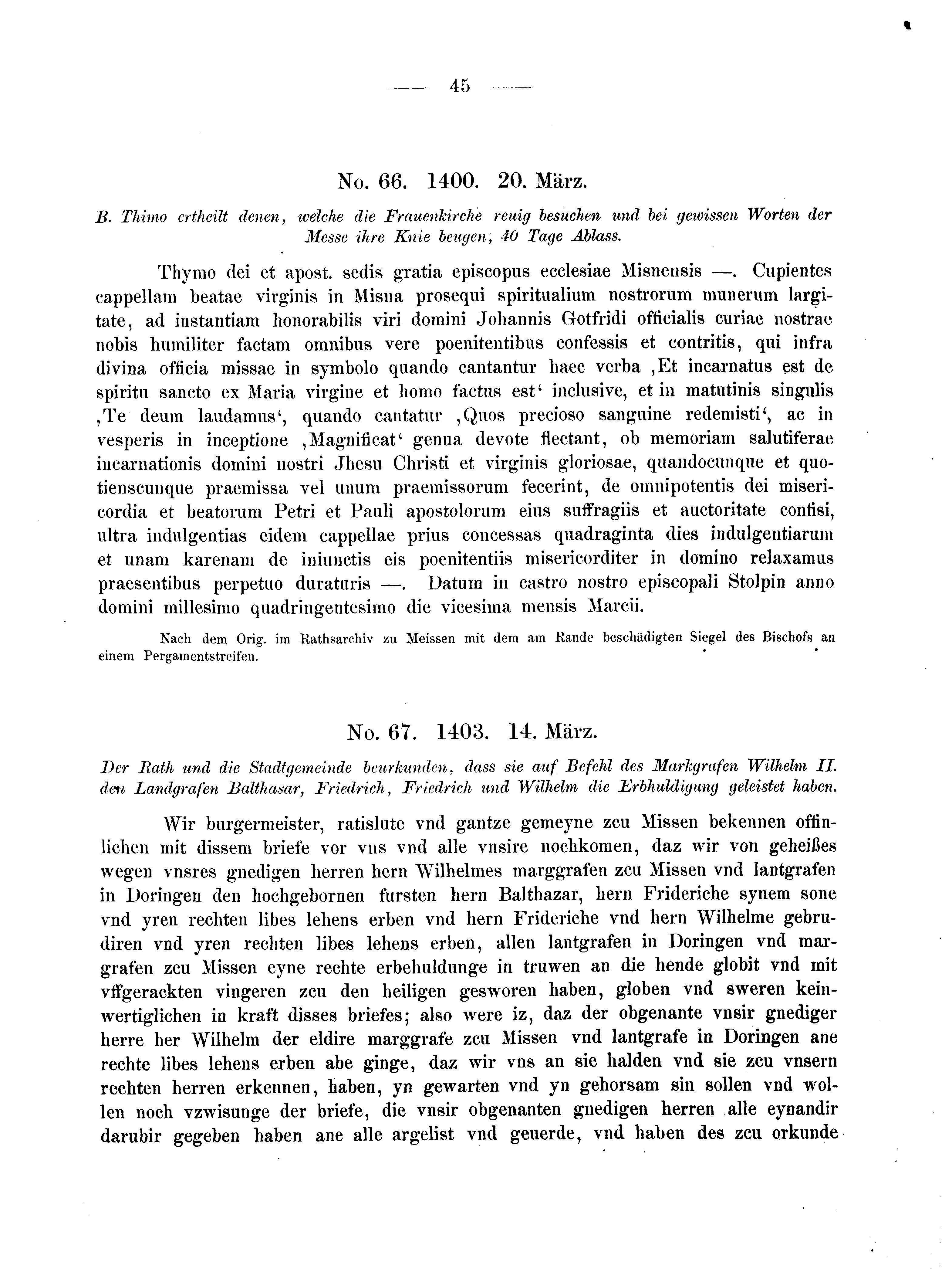 Historische Urkunde Seite 45 aus Band cds2_04