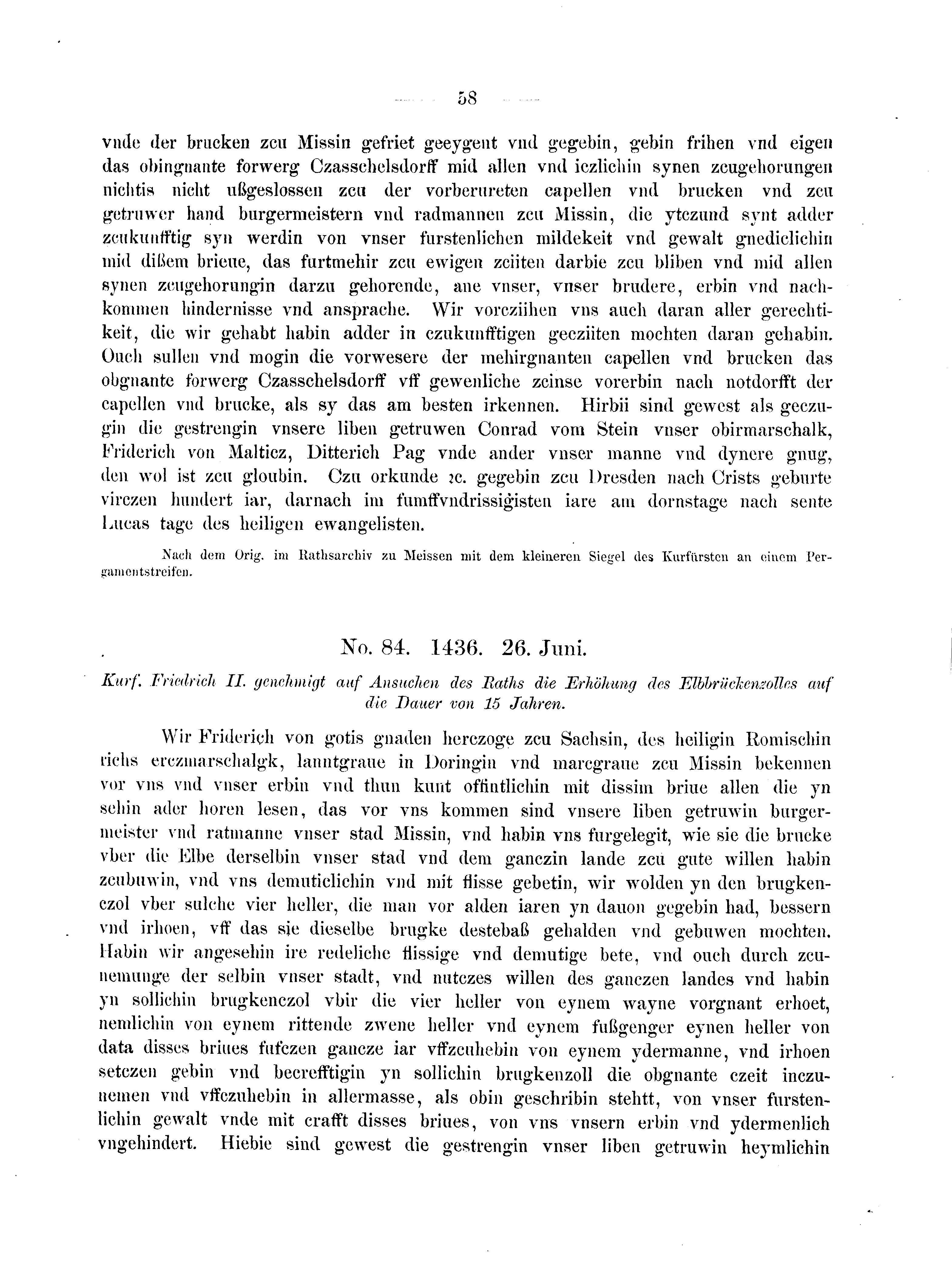 Historische Urkunde Seite 58 aus Band cds2_04